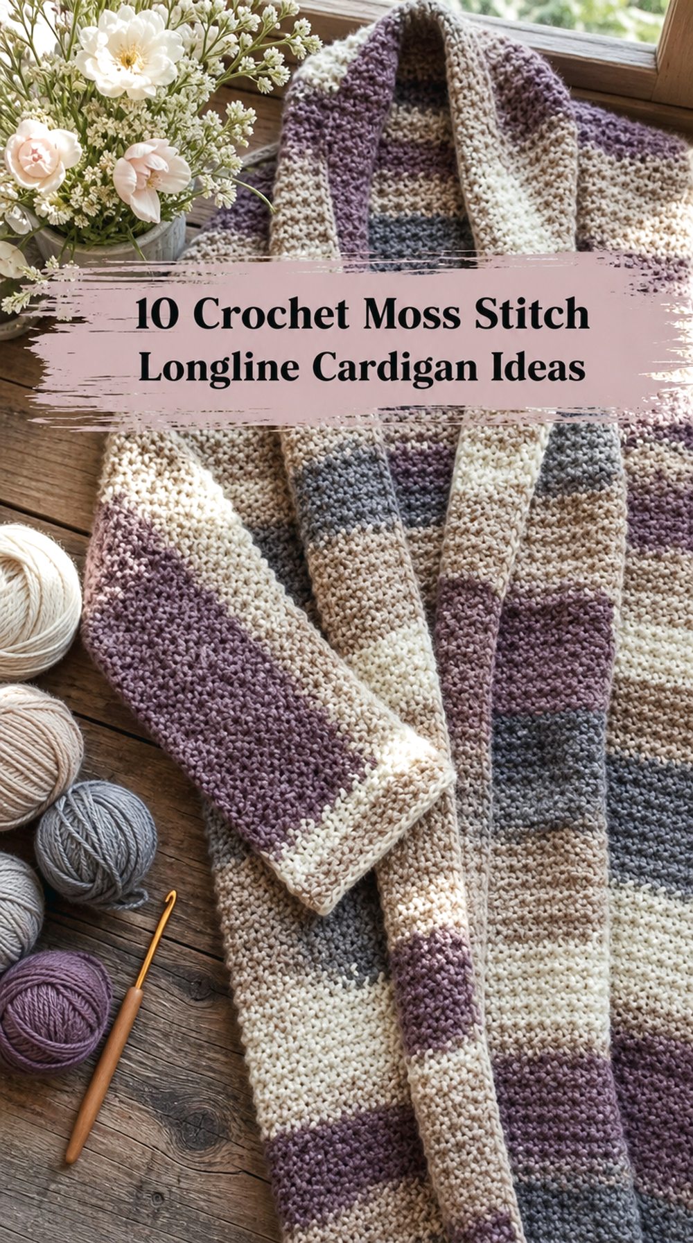 Crochet Moss Stitch Longline Cardigan Ideas