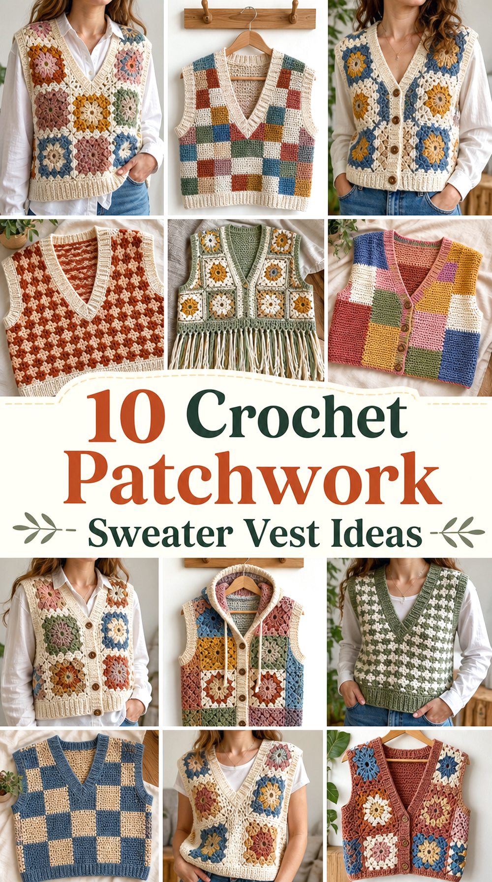 Crochet Patchwork Sweater Vest Ideas