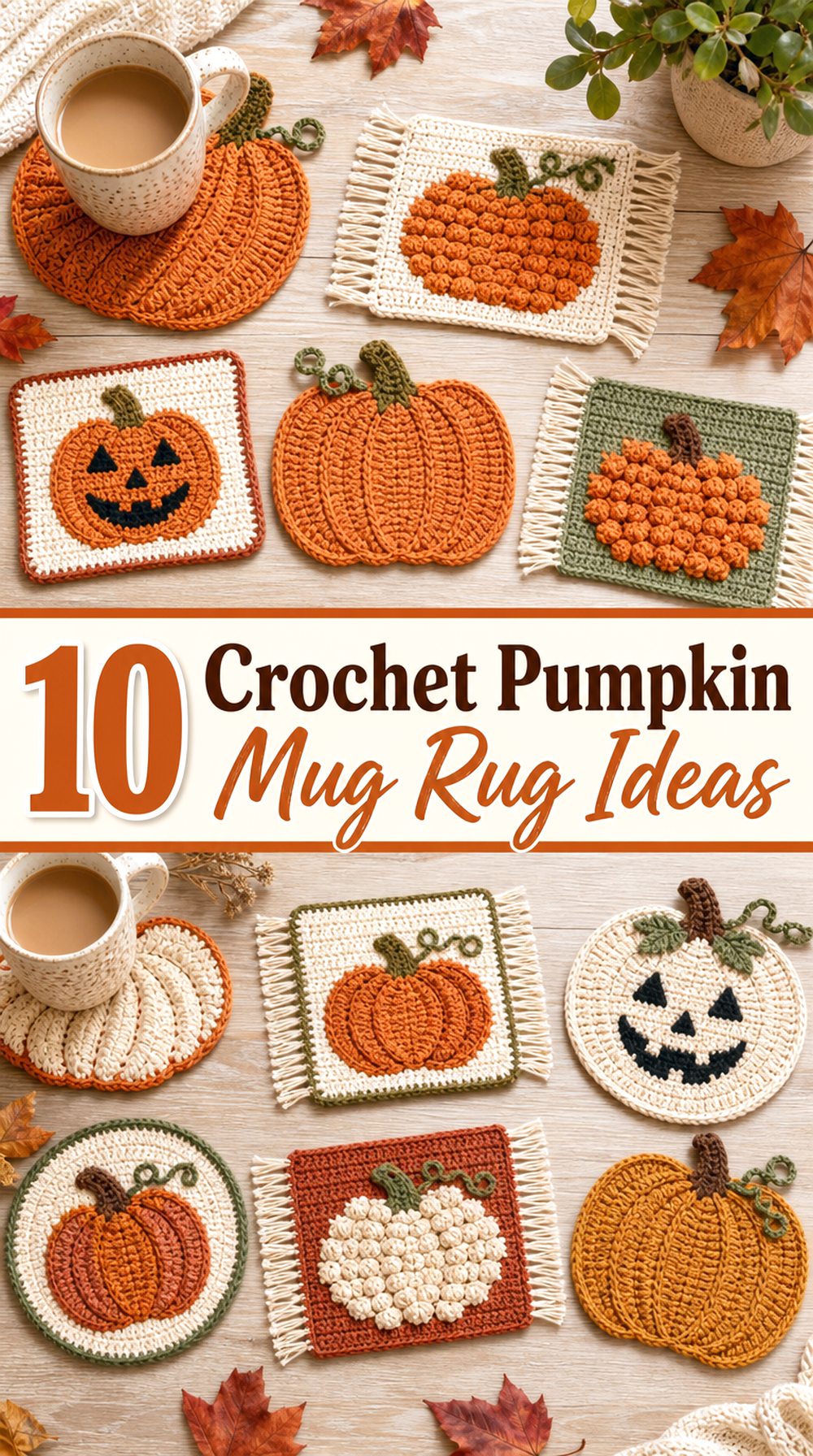 Crochet Pumpkin Mug Rug Ideas