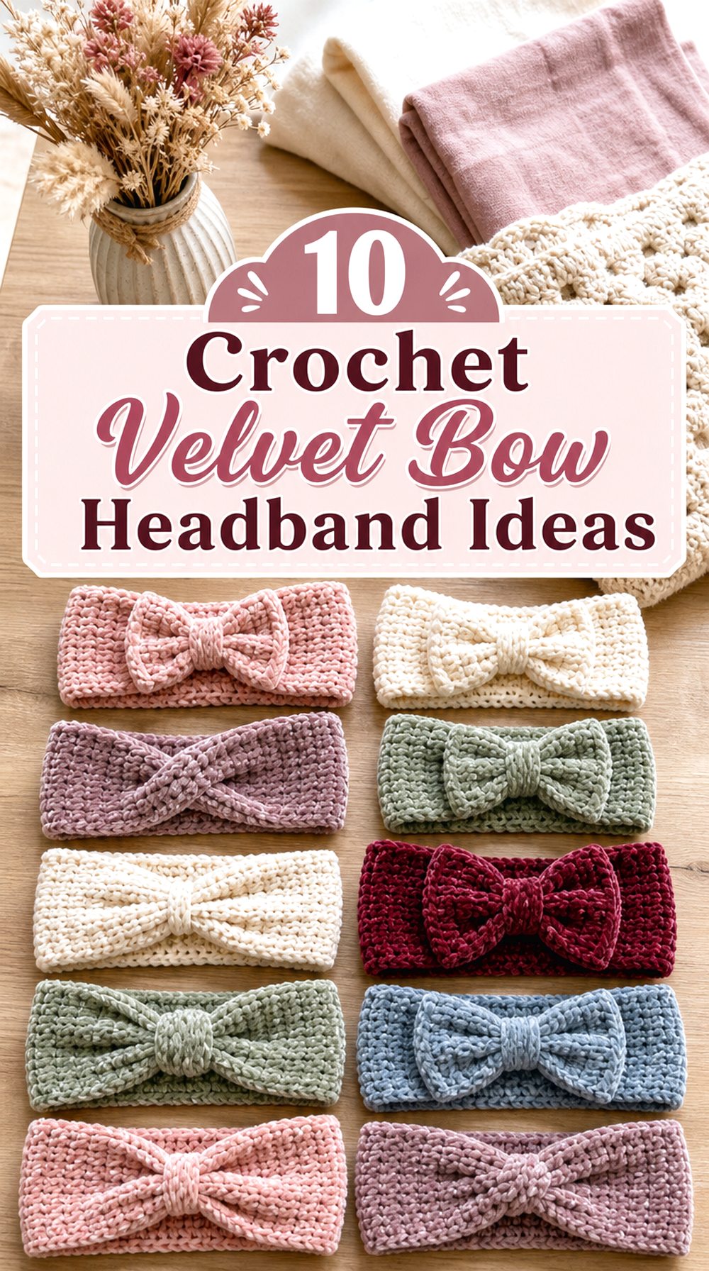Crochet Velvet Bow Headband Ideas