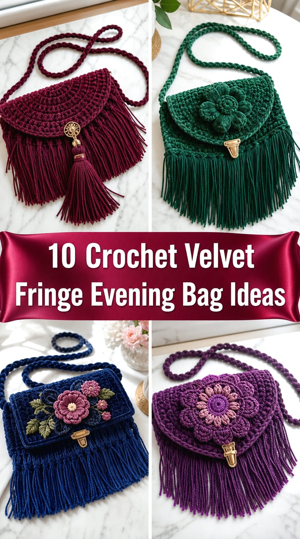 Crochet Velvet Fringe Evening Bag Ideas
