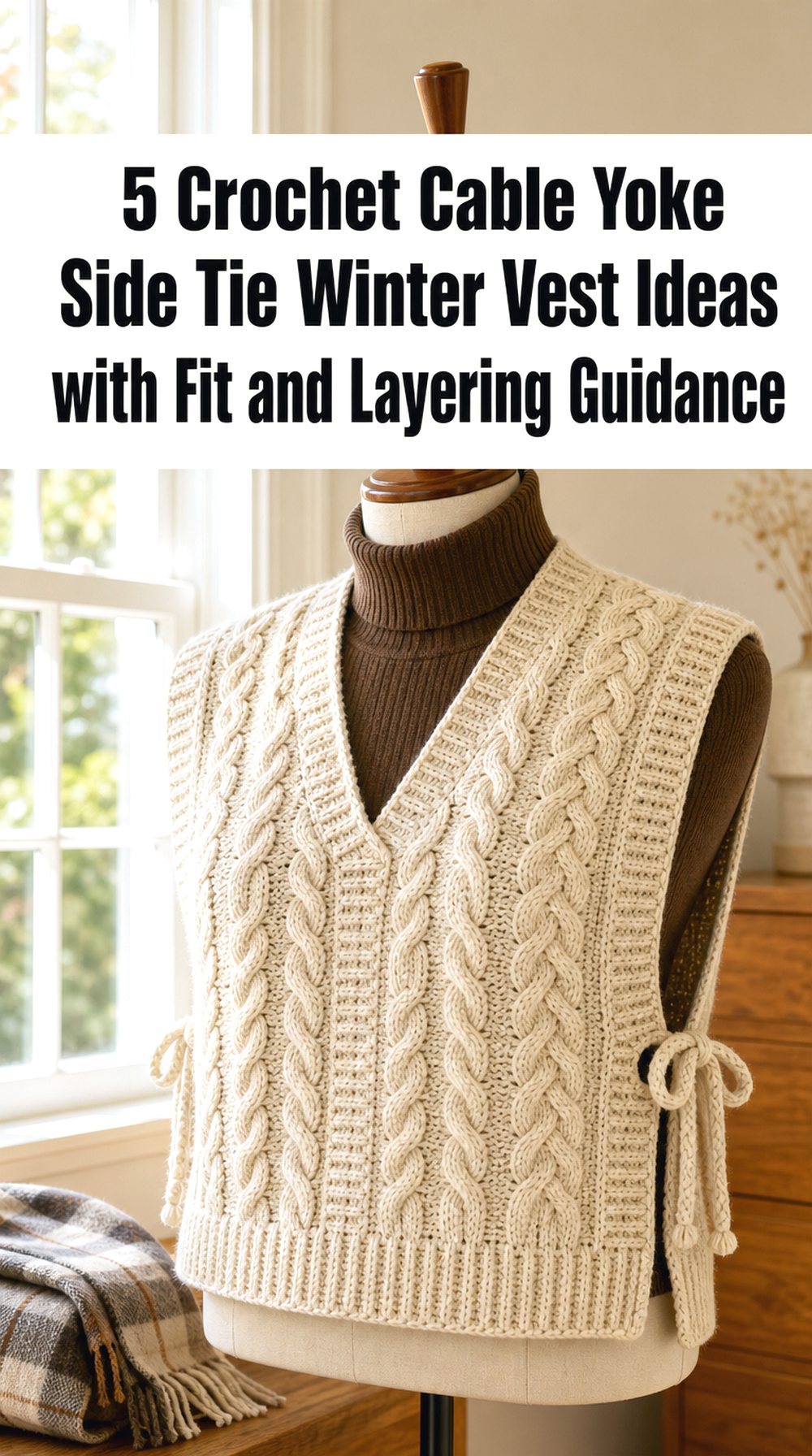 Crochet Cable Yoke Side Tie Winter Vest Ideas with Fit and Layering Guidance