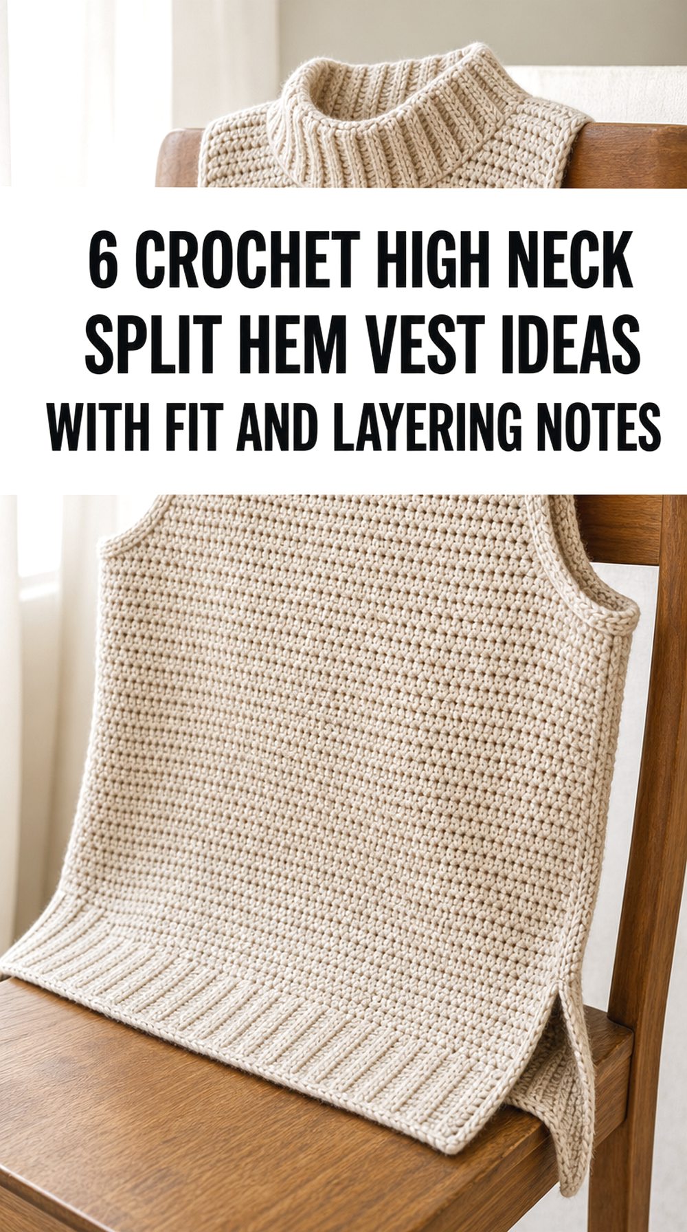 Crochet High Neck Split Hem Vest Ideas with Fit and Layering Notes