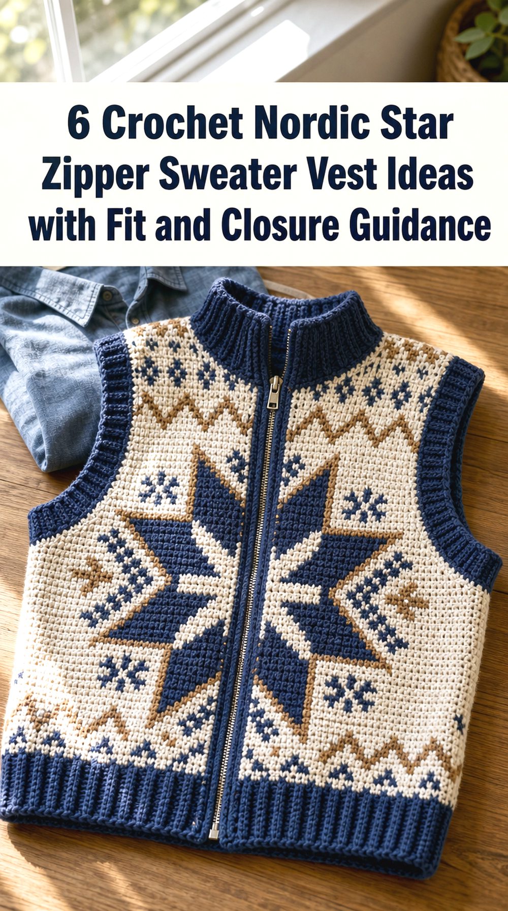 Crochet Nordic Star Zipper Sweater Vest Ideas with Fit and Closure Guidance