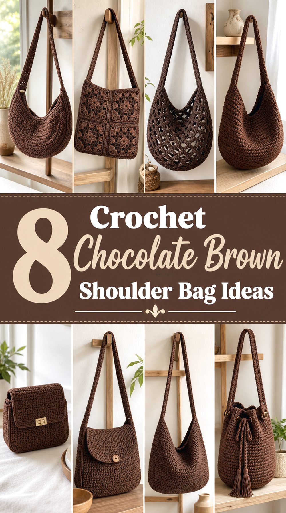 Crochet Chocolate Brown Shoulder Bag Ideas