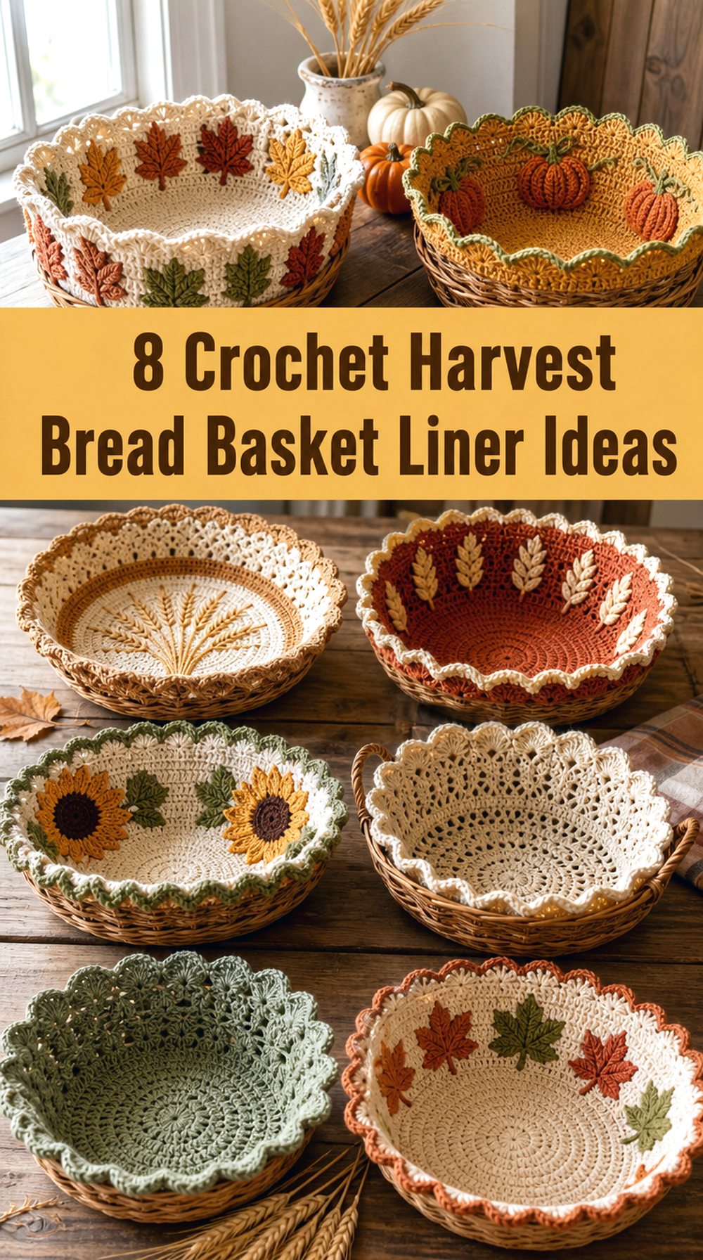 Crochet Harvest Bread Basket Liner Ideas