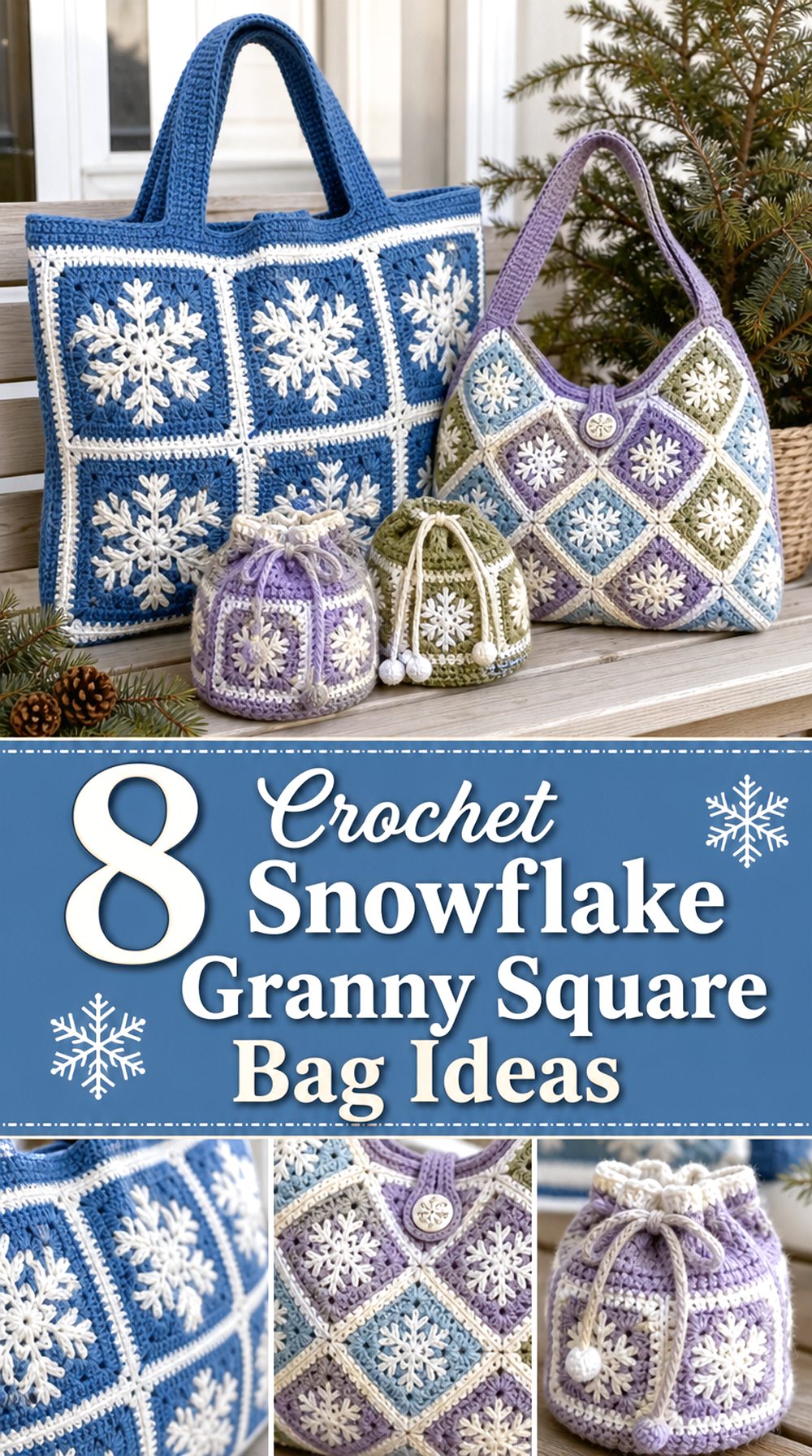 Crochet Snowflake Granny Square Bag Ideas