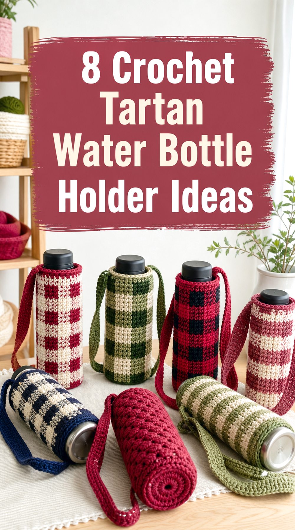 Crochet Tartan Water Bottle Holder Ideas