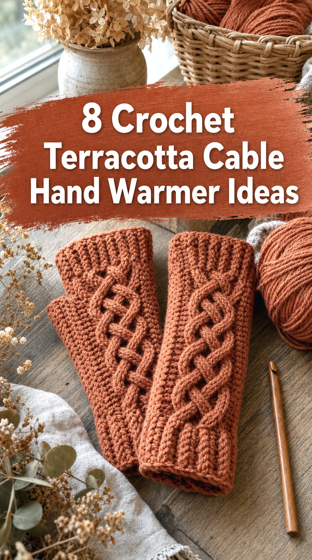 Crochet Terracotta Cable Hand Warmer Ideas