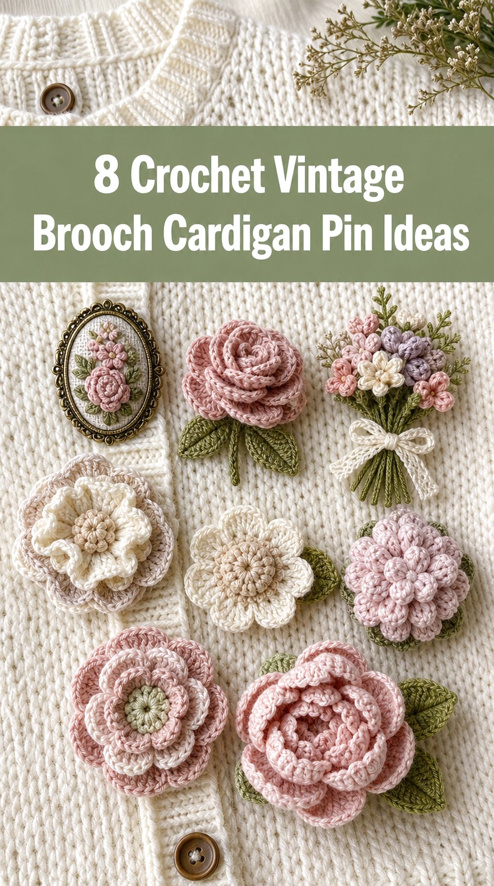 Crochet Vintage Brooch Cardigan Pin Ideas