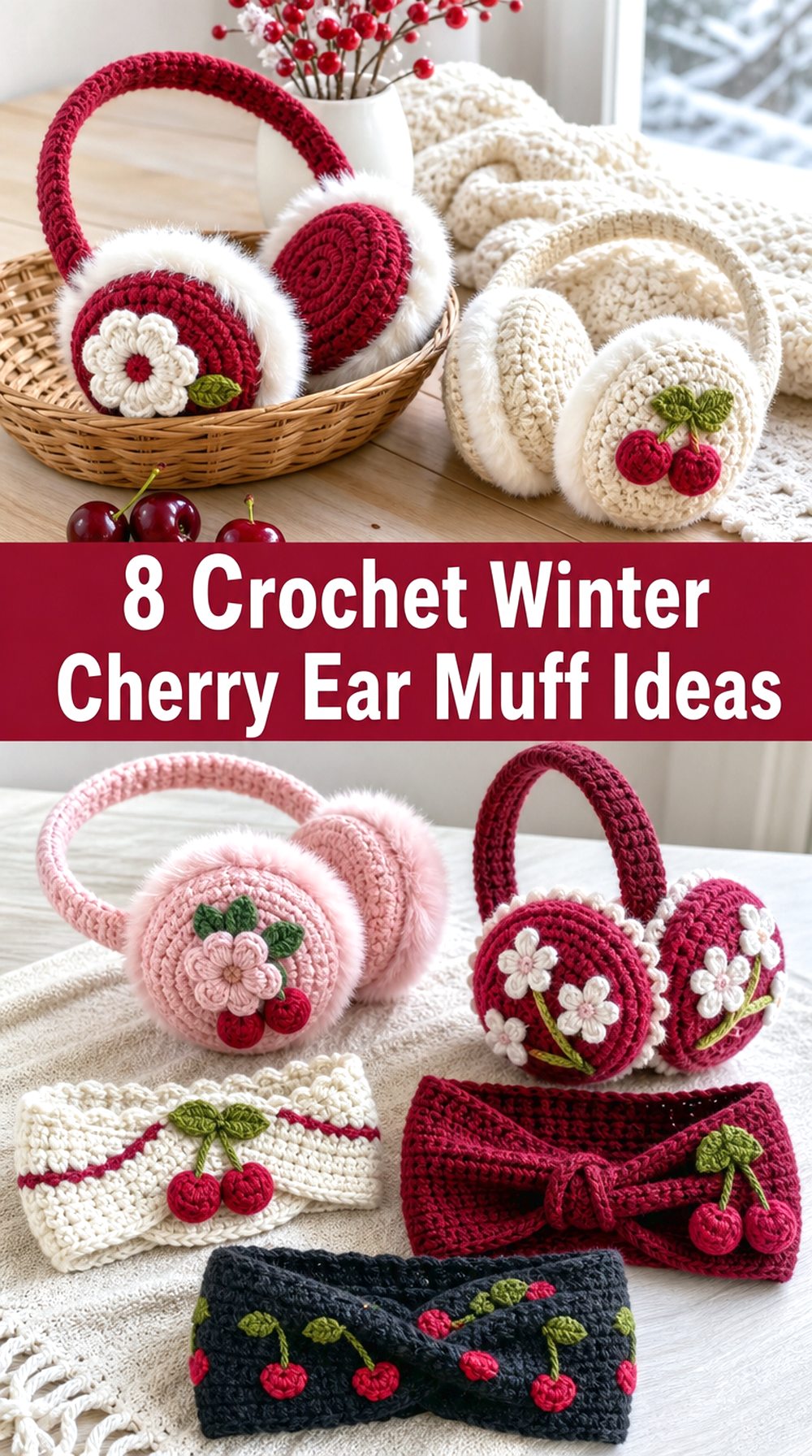 Crochet Winter Cherry Ear Muff Ideas
