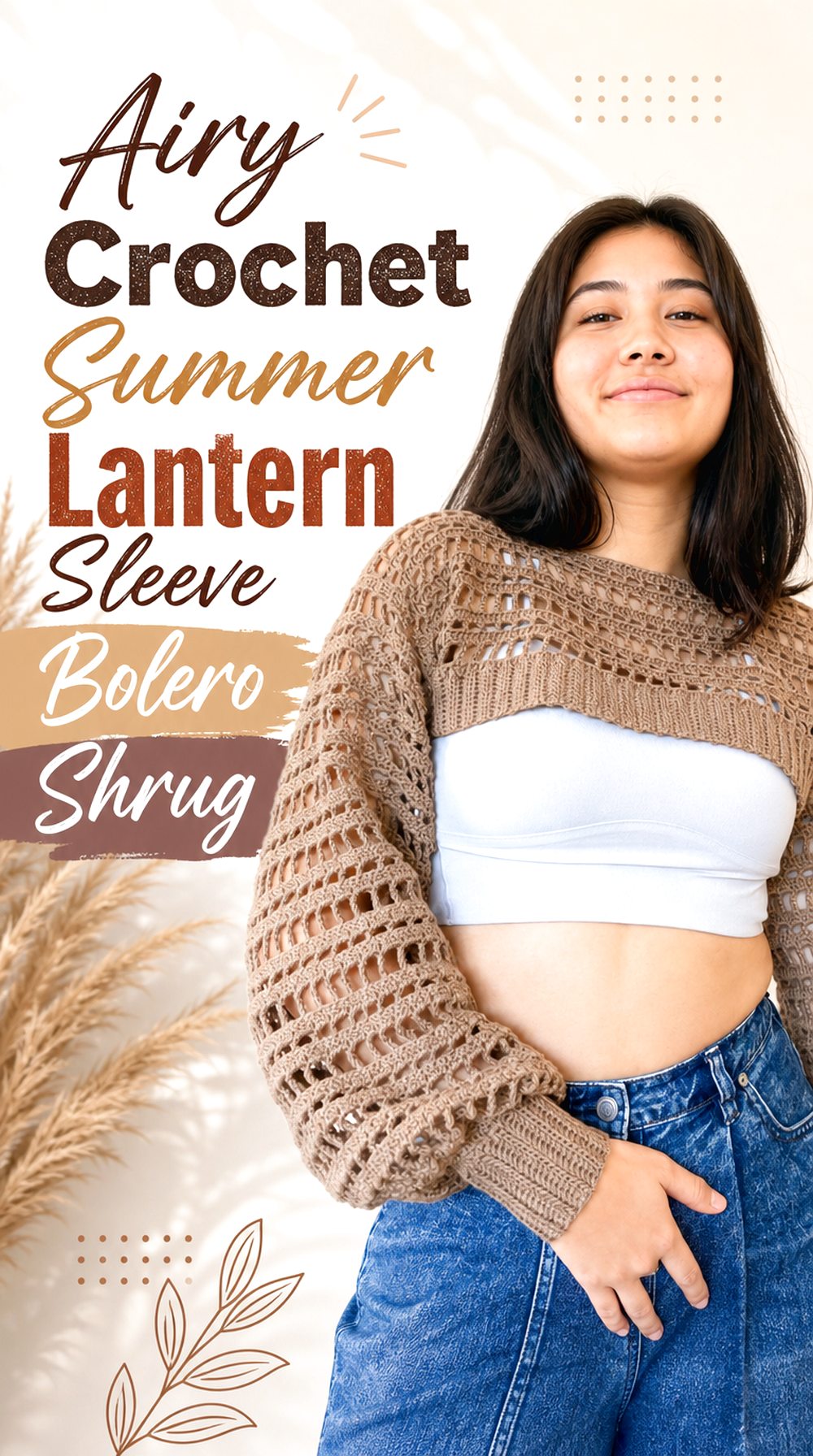 Airy Crochet Summer Lantern Sleeve Bolero Shrug