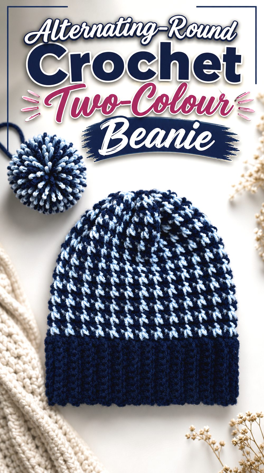 Alternating Round Crochet Two Colour Beanie