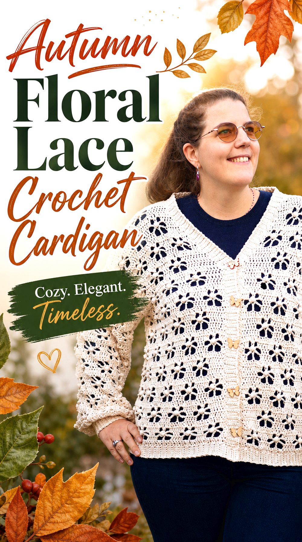 Autumn Floral Lace Crochet Cardigan