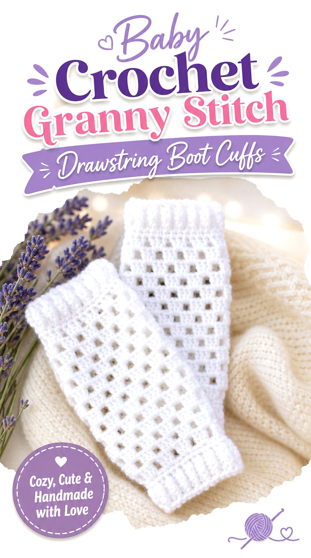 Baby Crochet Granny Stitch Drawstring Boot Cuffs