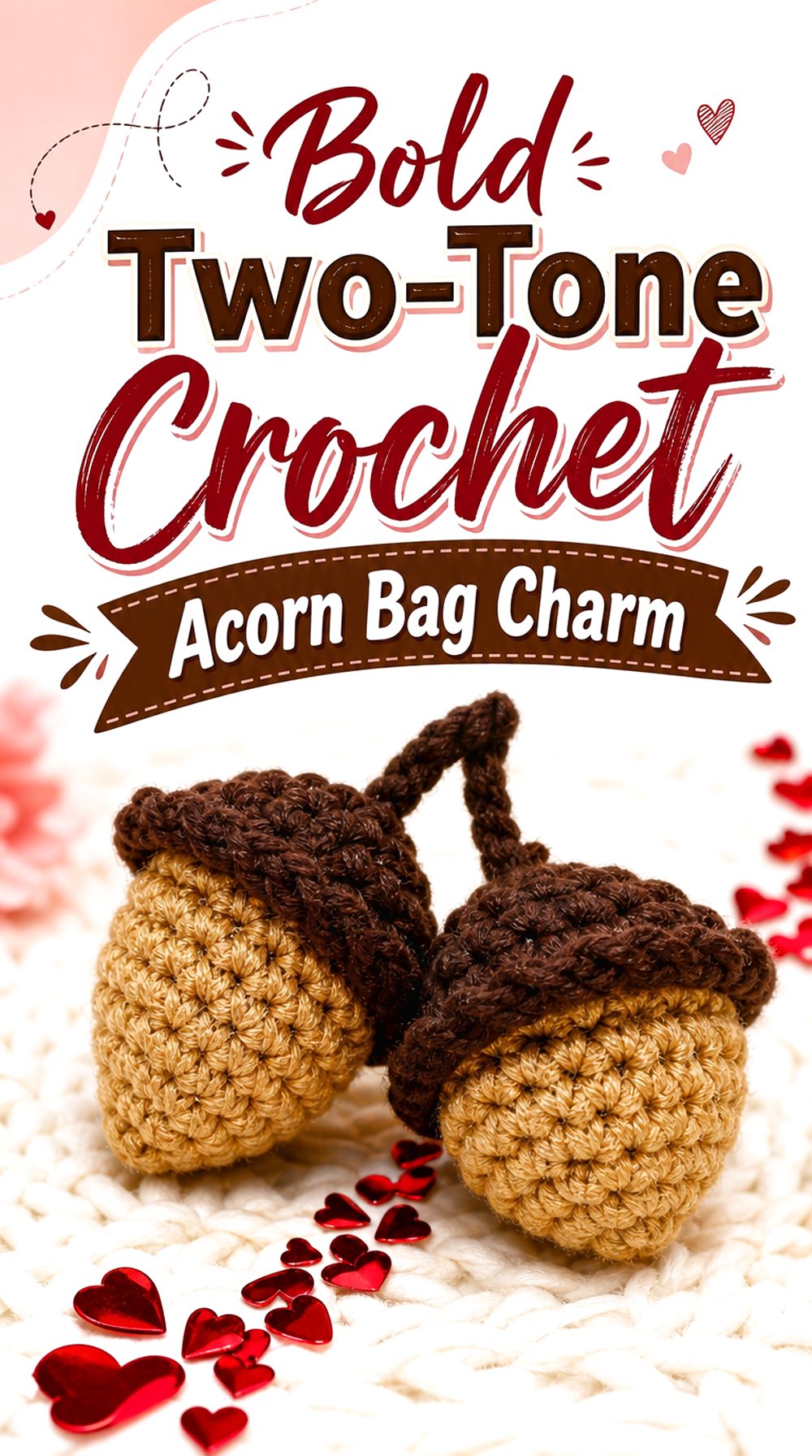 Bold Two Tone Crochet Acorn Bag Charm