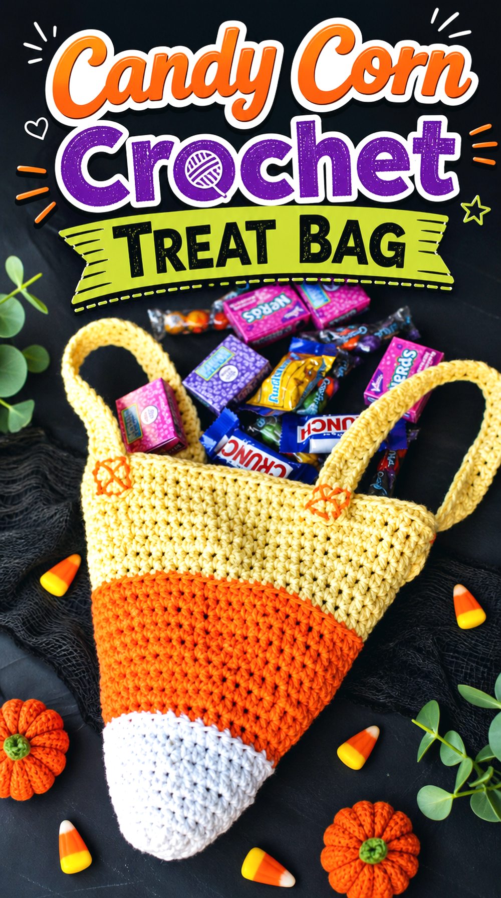 Candy Corn Crochet Treat Bag