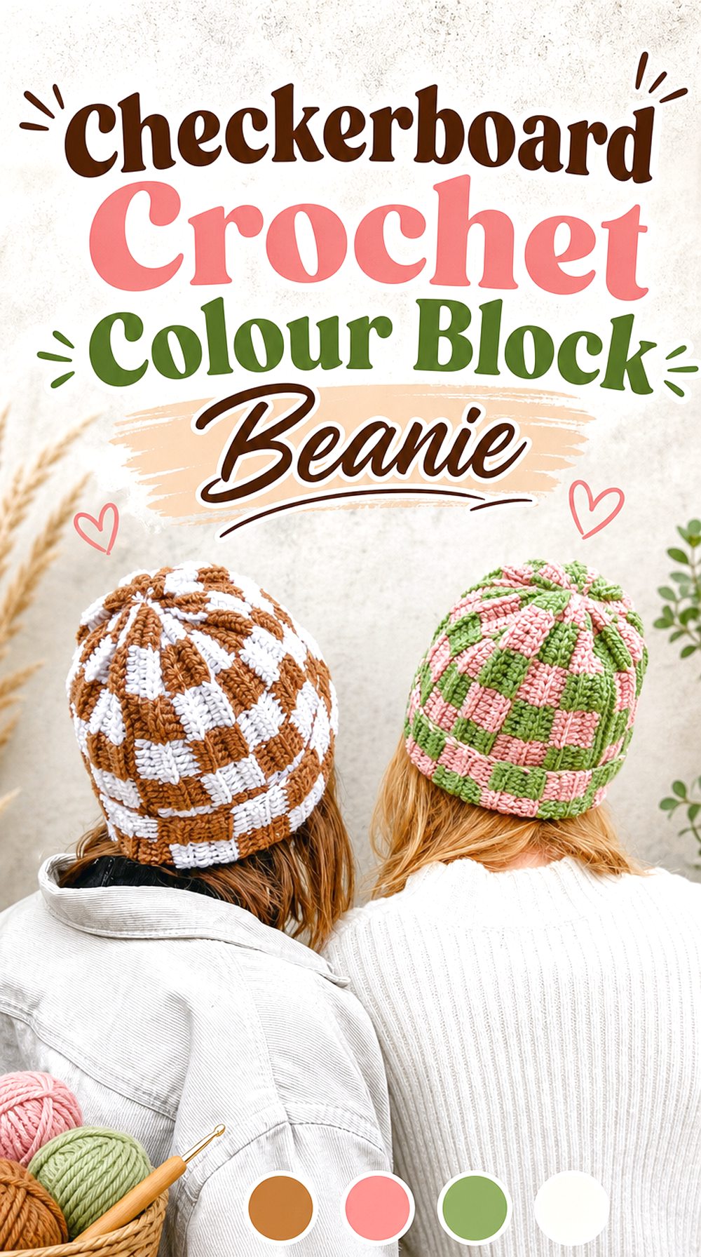 Checkerboard Crochet Colour Block Beanie