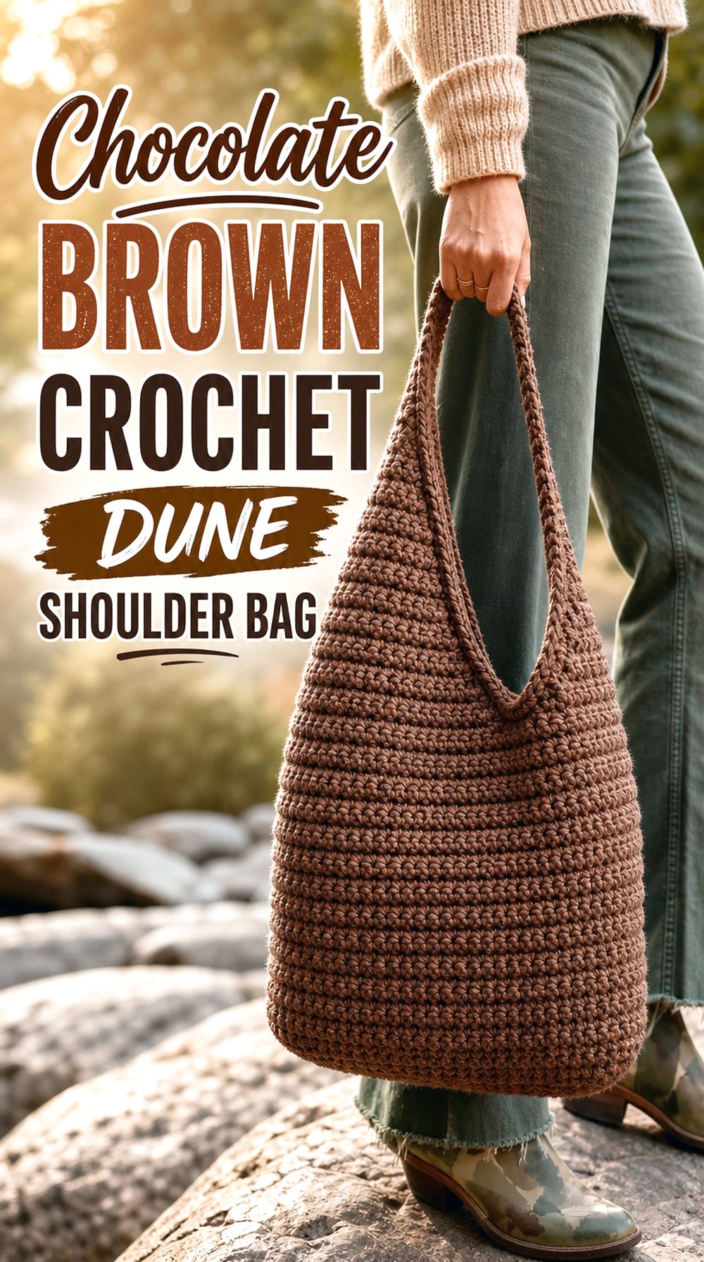 Chocolate Brown Crochet Dune Shoulder Bag
