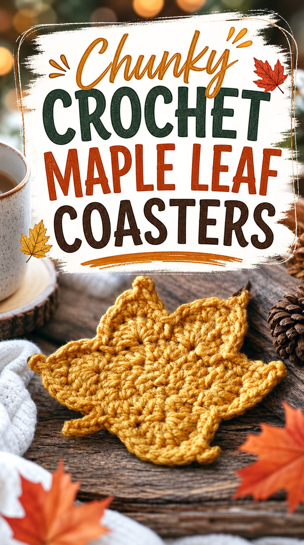 Chunky Crochet Maple Leaf Coasters