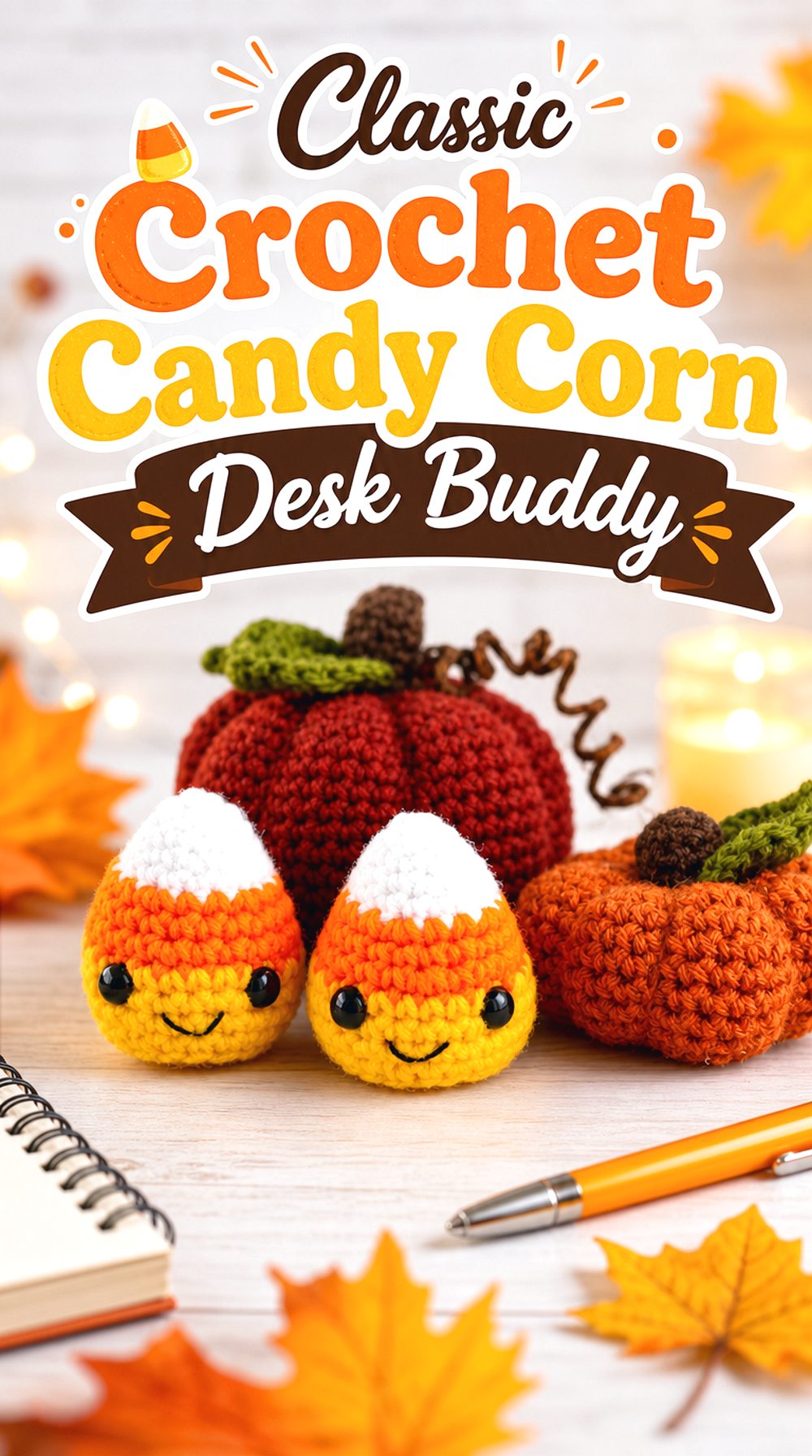 Classic Crochet Candy Corn Desk Buddy
