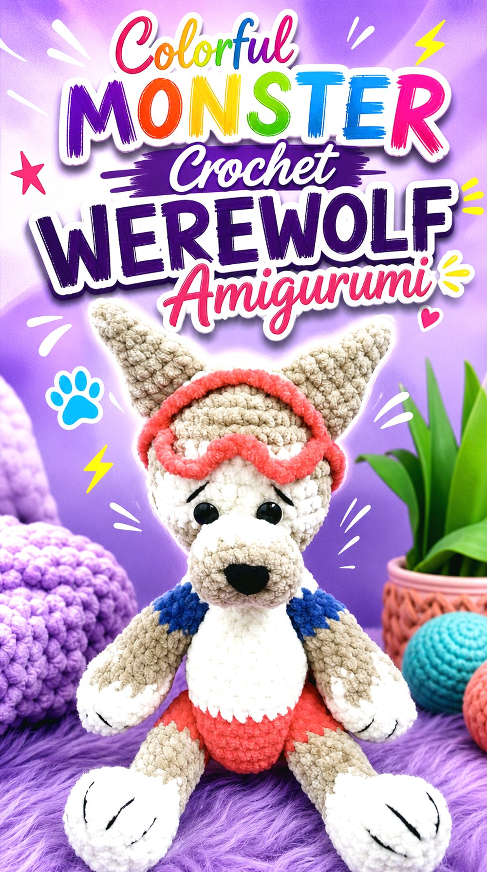 Colorful Monster Crochet Werewolf Amigurumi