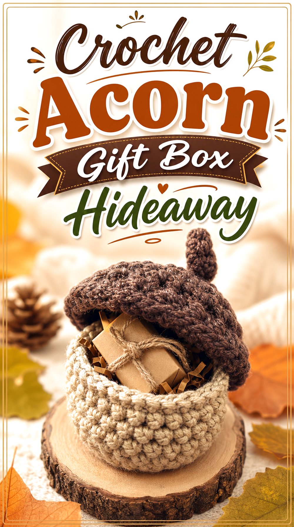 Crochet Acorn Gift Box Hideaway