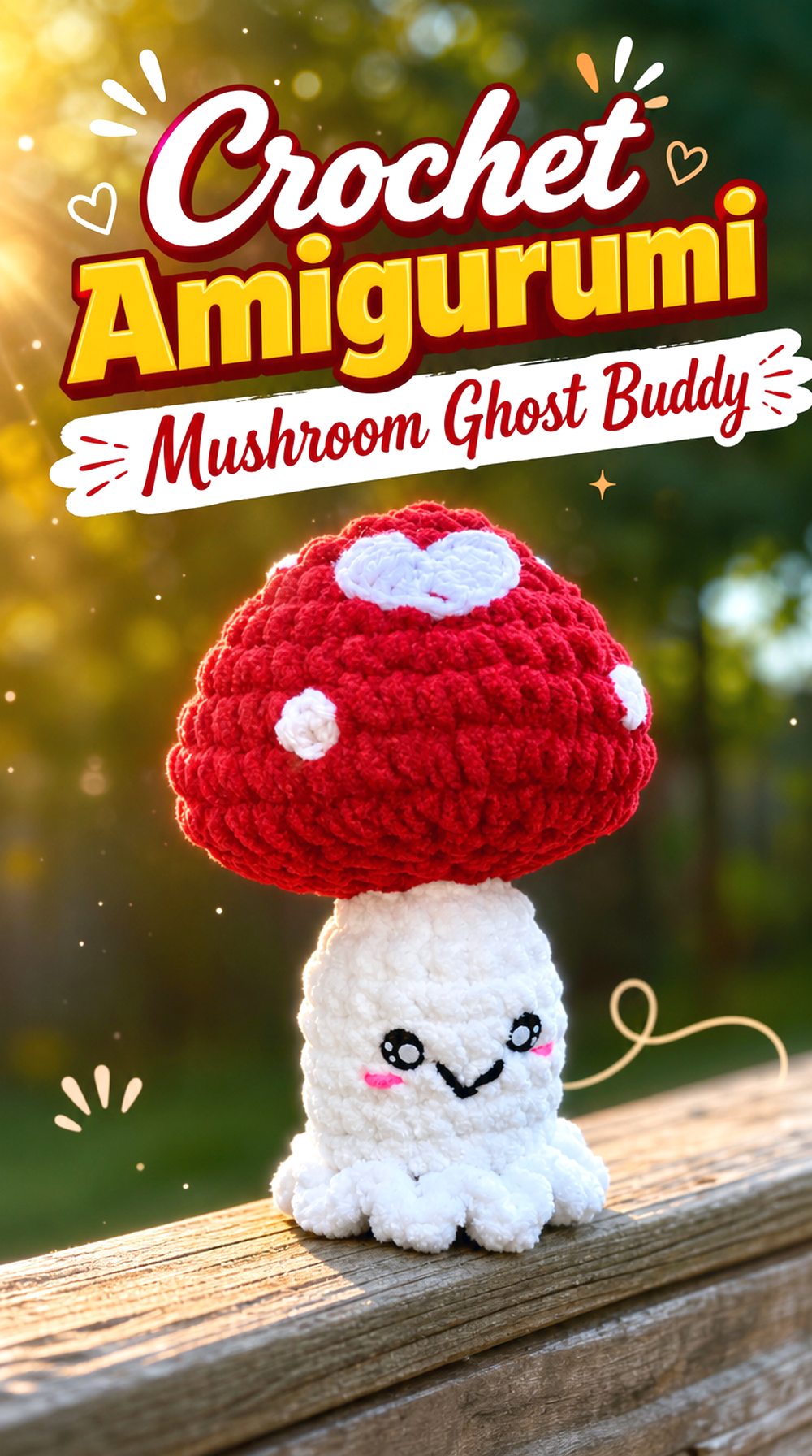 Crochet Amigurumi Mushroom Ghost Buddy