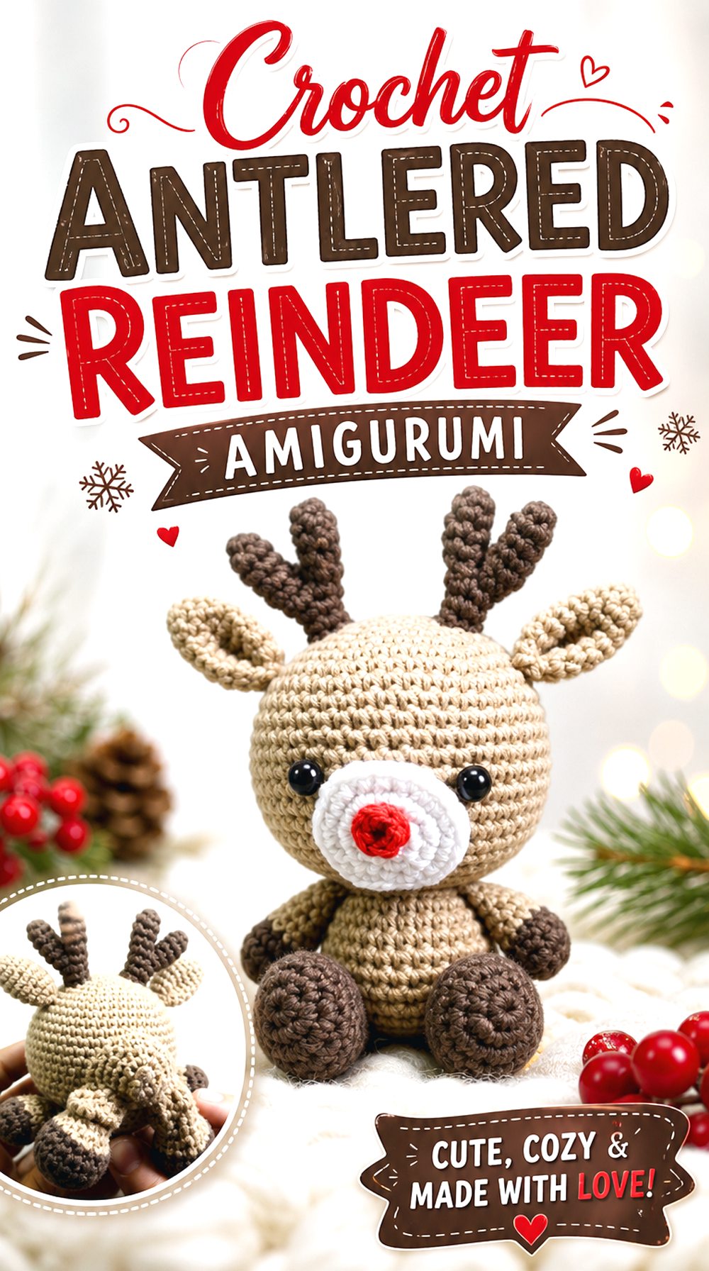 Crochet Antlered Reindeer Amigurumi