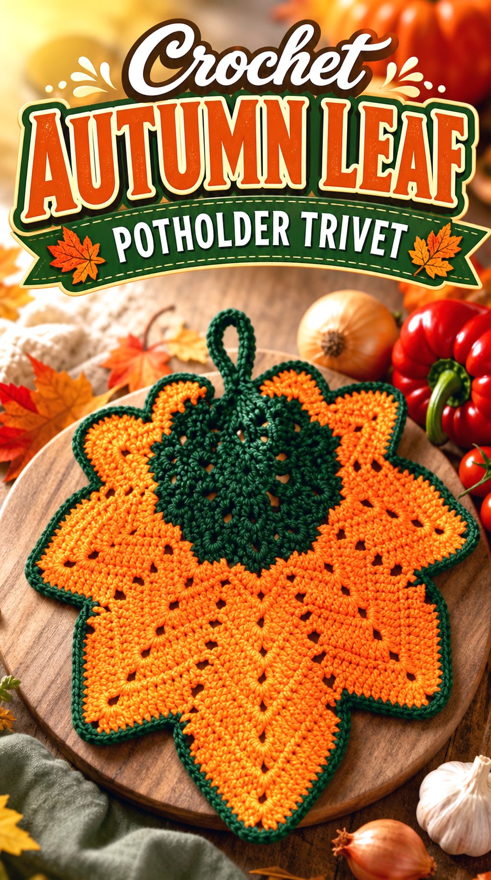 Crochet Autumn Leaf Potholder Trivet