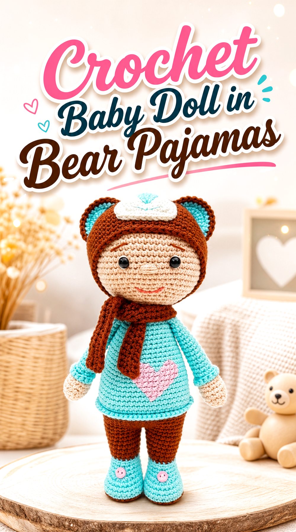 Crochet Baby Doll in Bear Pajamas