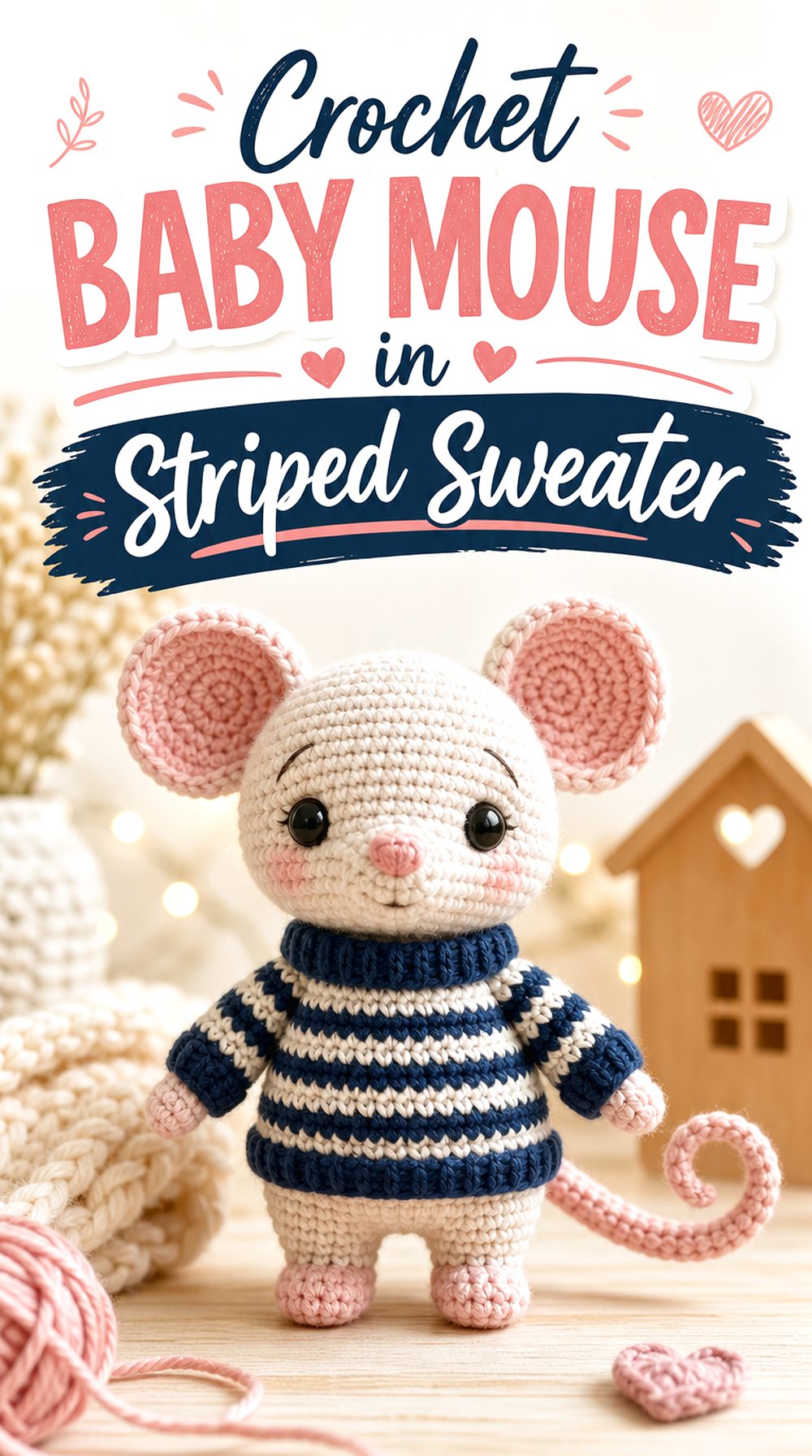 Crochet Baby Mouse in Striped Sweater