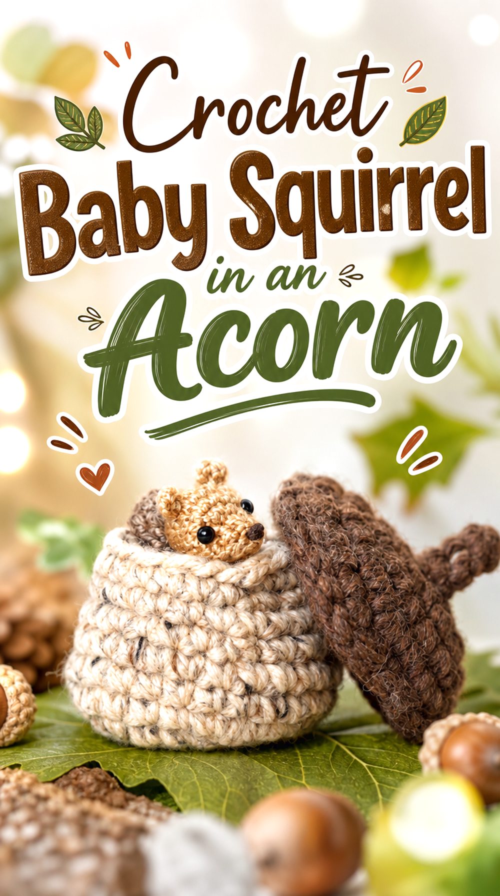 Crochet Baby Squirrel in an Acorn