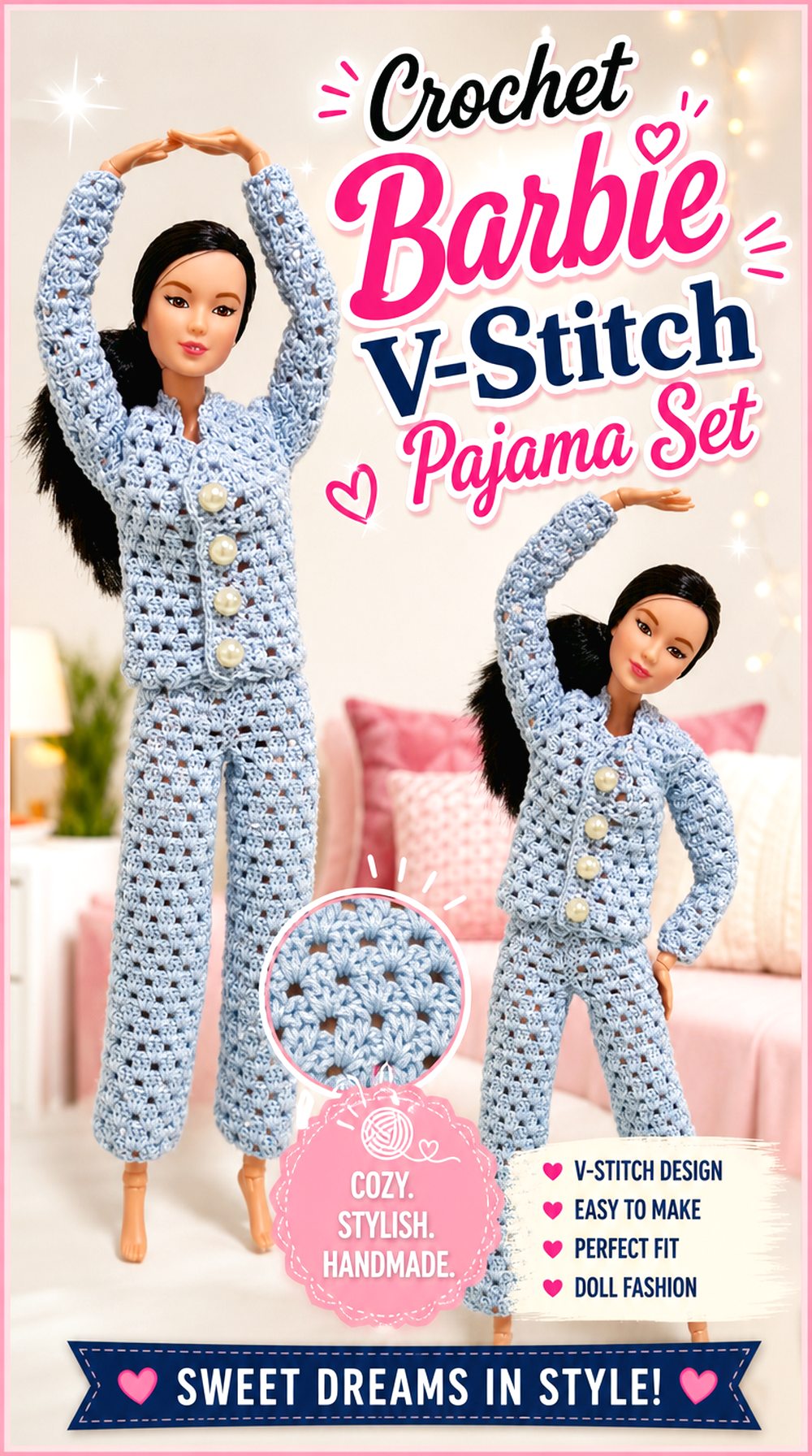 Crochet Barbie V Stitch Pajama Set