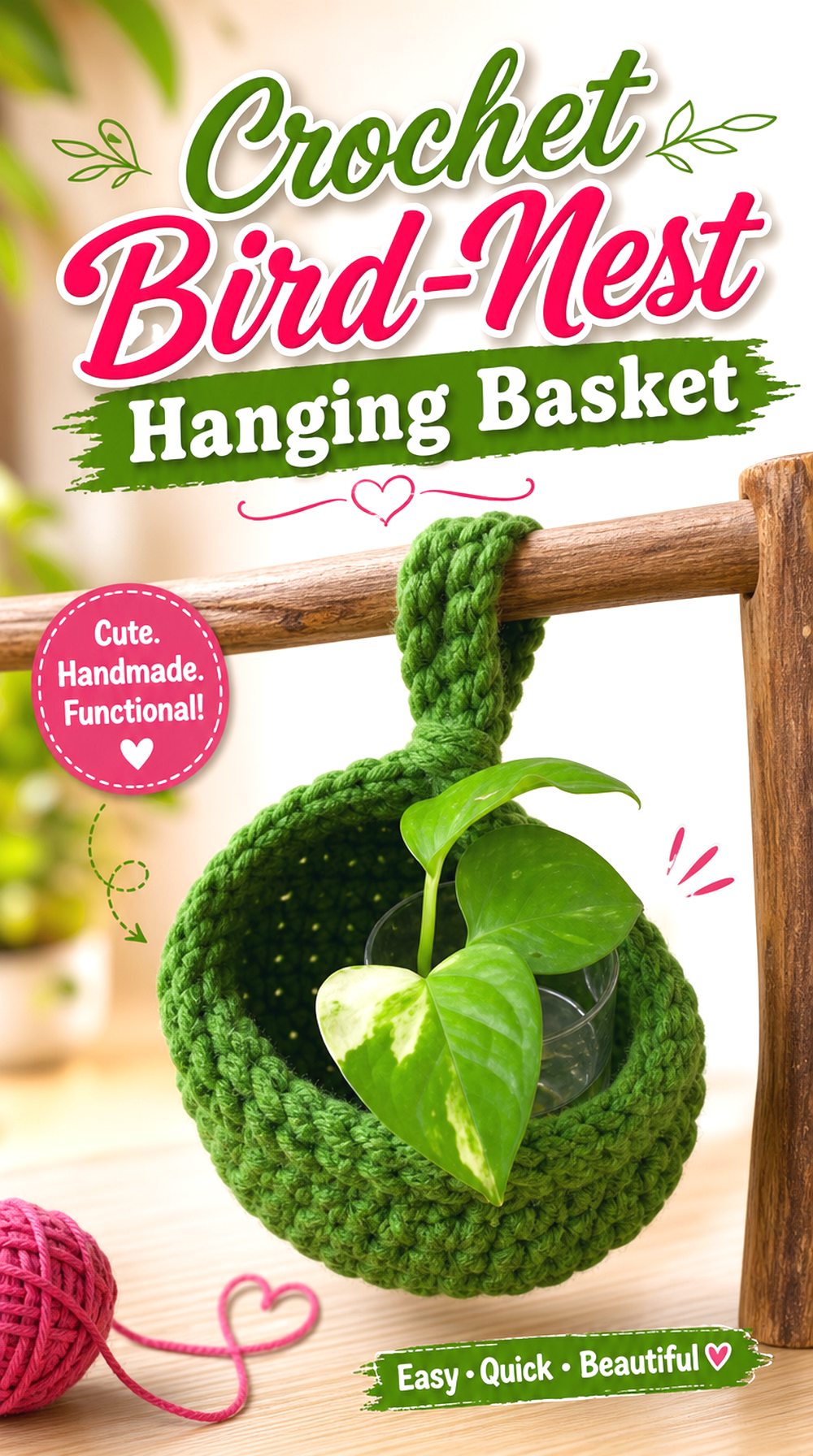 Crochet Bird Nest Hanging Basket