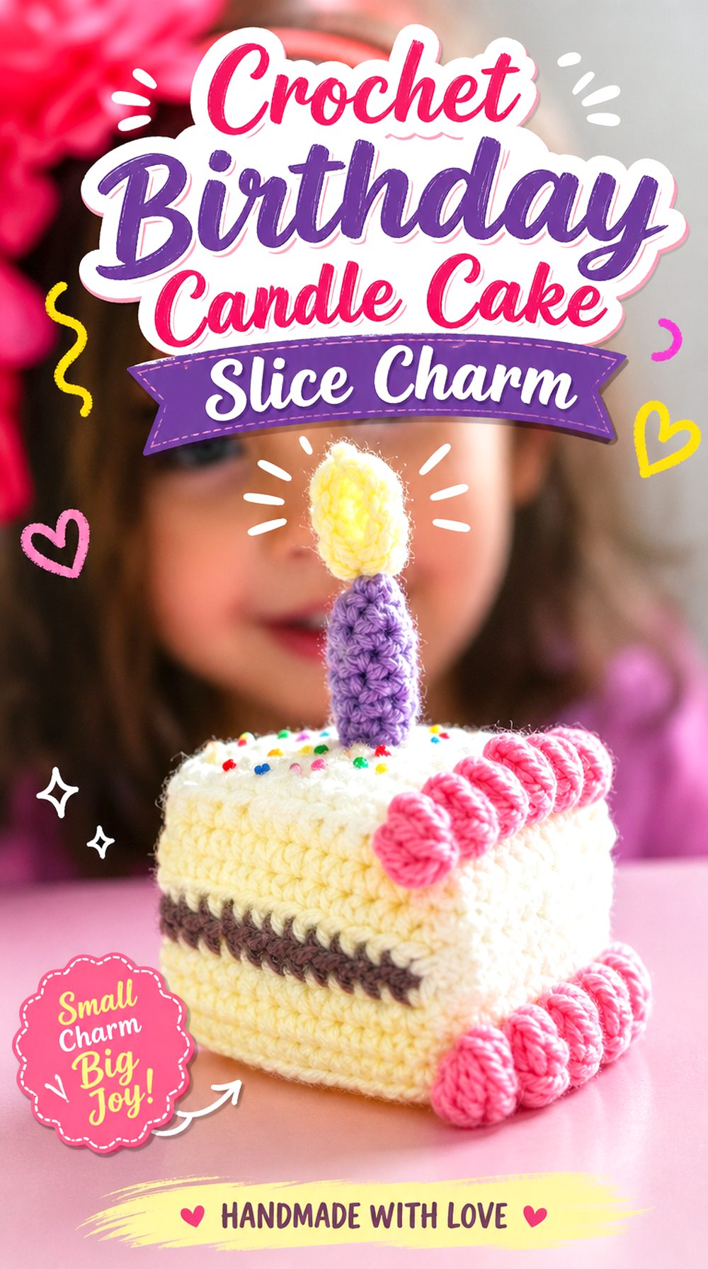 Crochet Birthday Candle Cake Slice Charm
