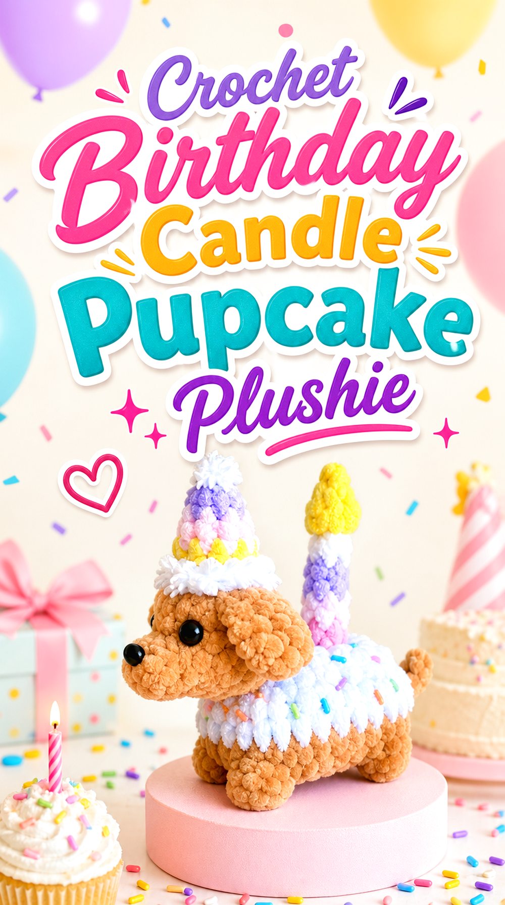 Crochet Birthday Candle Pupcake Plushie