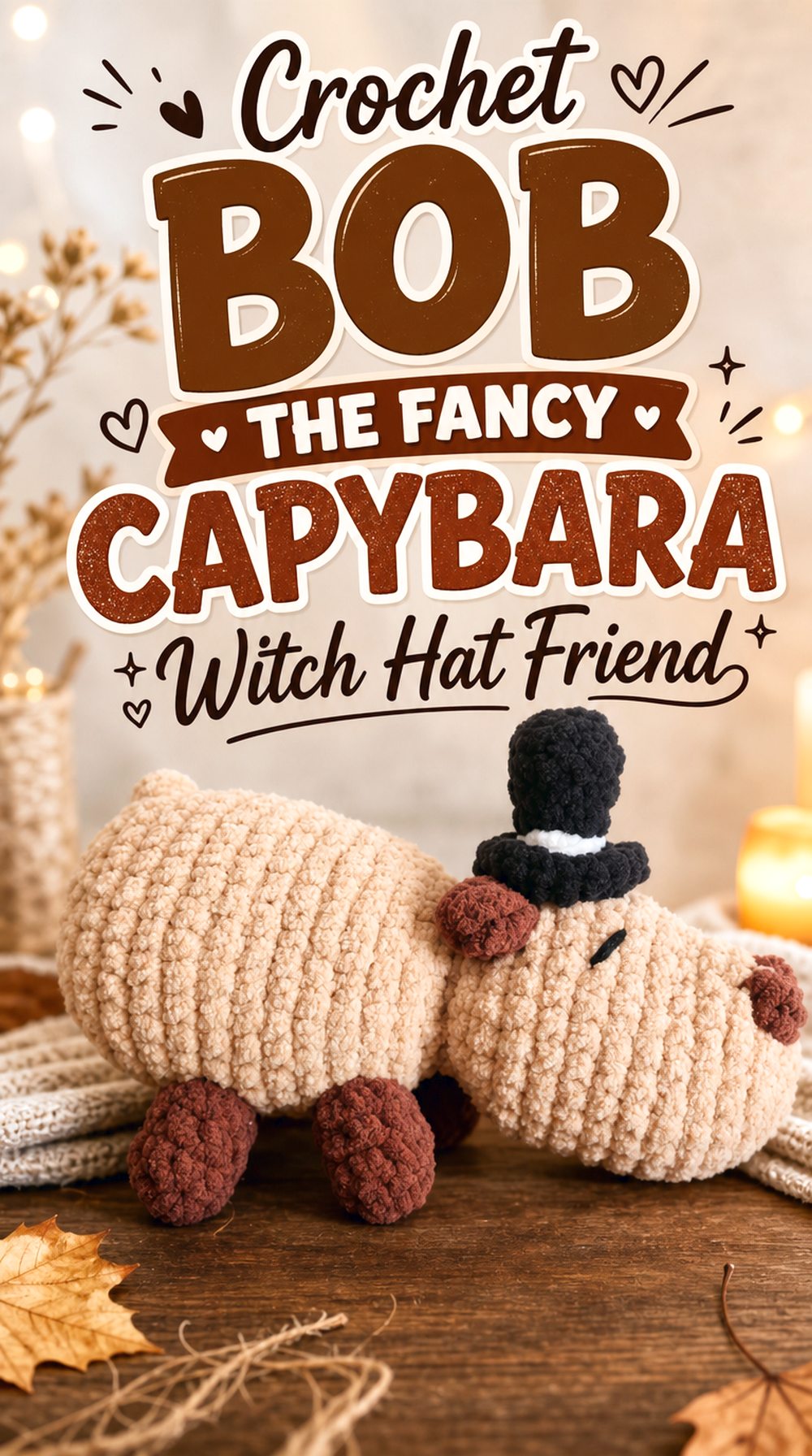 Crochet Bob the Fancy Capybara Witch Hat Friend