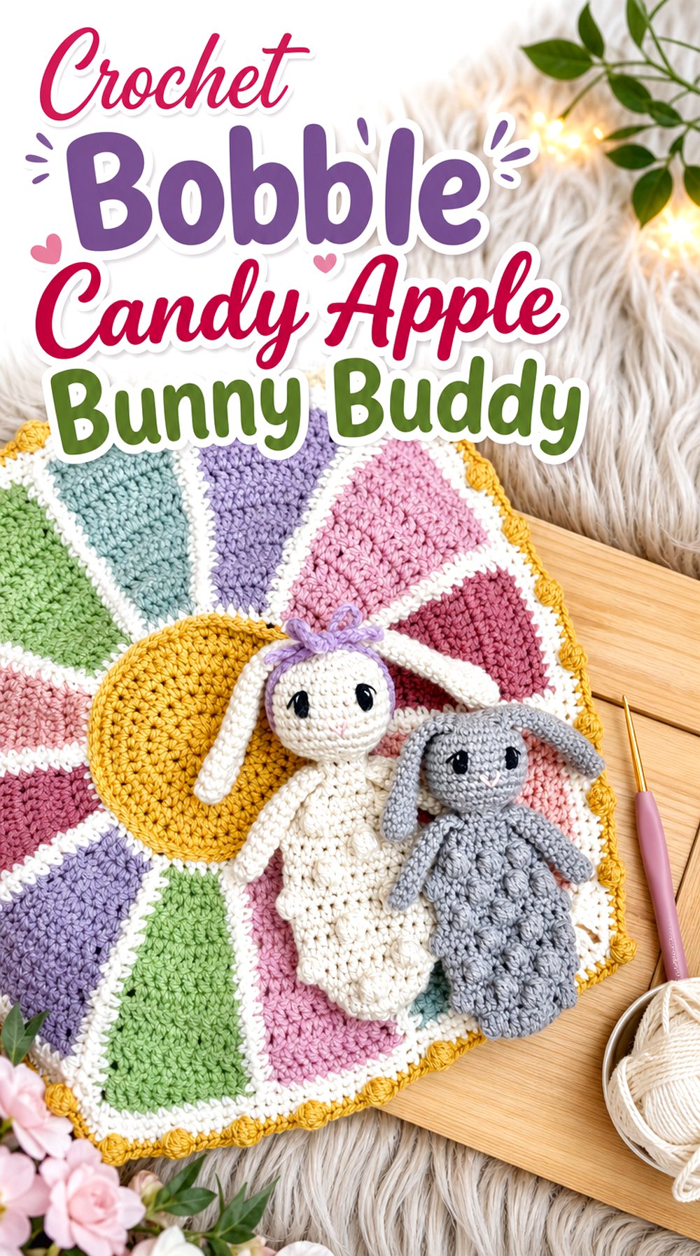 Crochet Bobble Candy Apple Bunny Buddy
