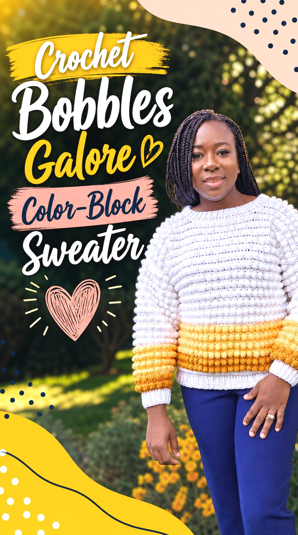Crochet Bobbles Galore Color Block Sweater