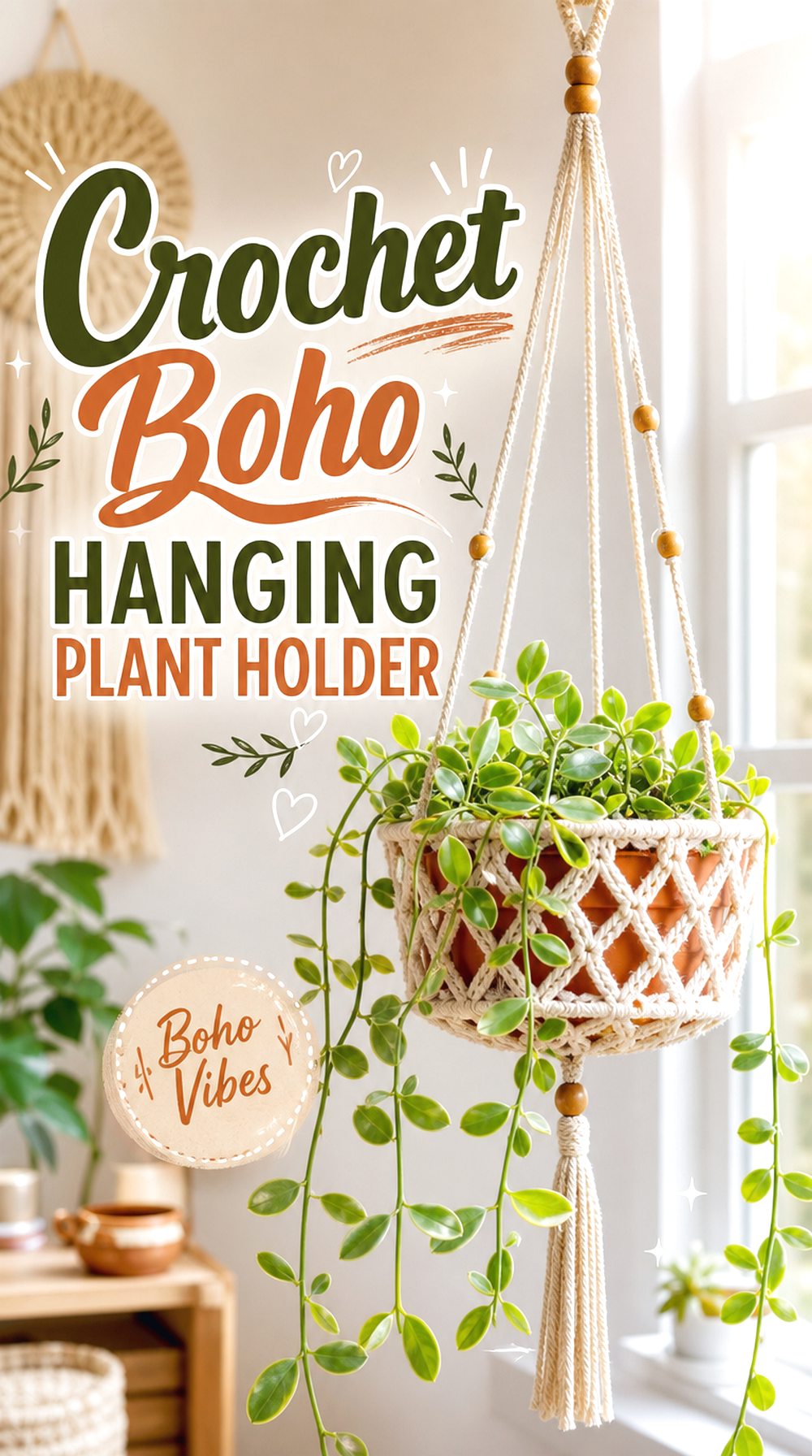 Crochet Boho Hanging Plant Holder