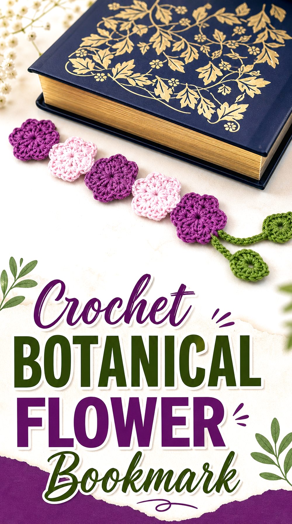 Crochet Botanical Flower Bookmark
