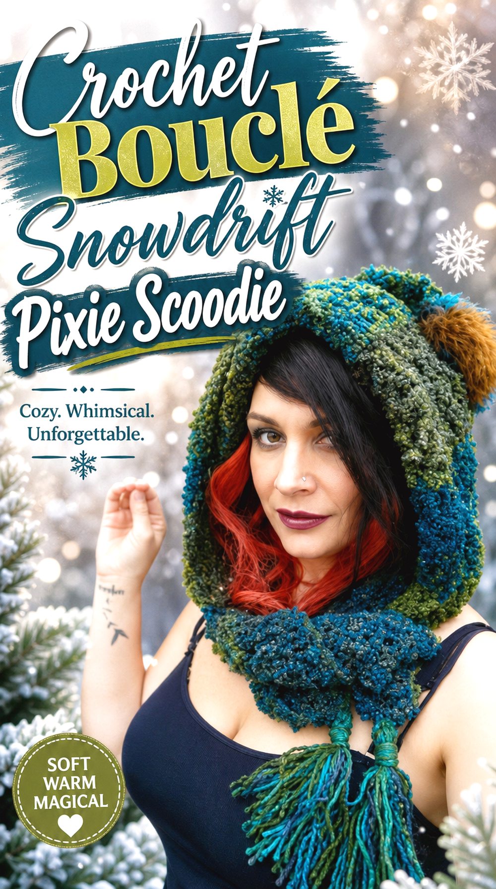 Crochet Bouclé Snowdrift Pixie Scoodie