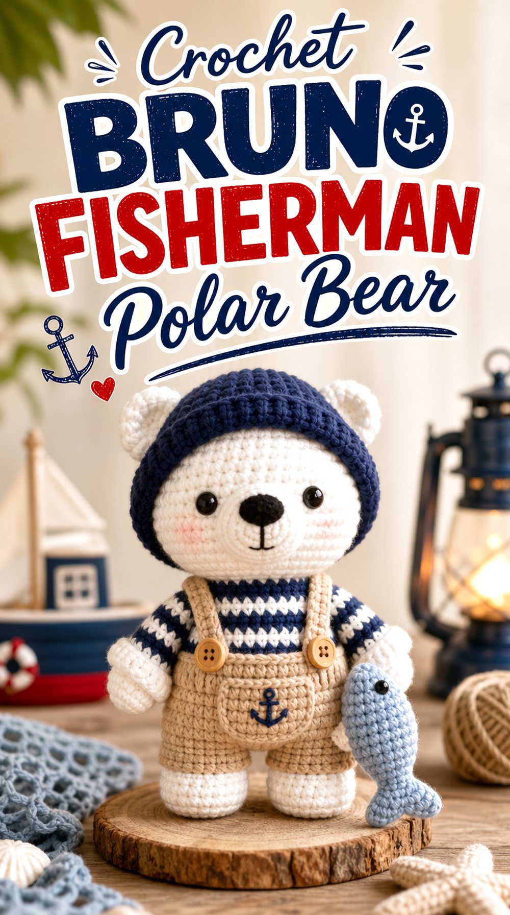 Crochet Bruno Fisherman Polar Bear