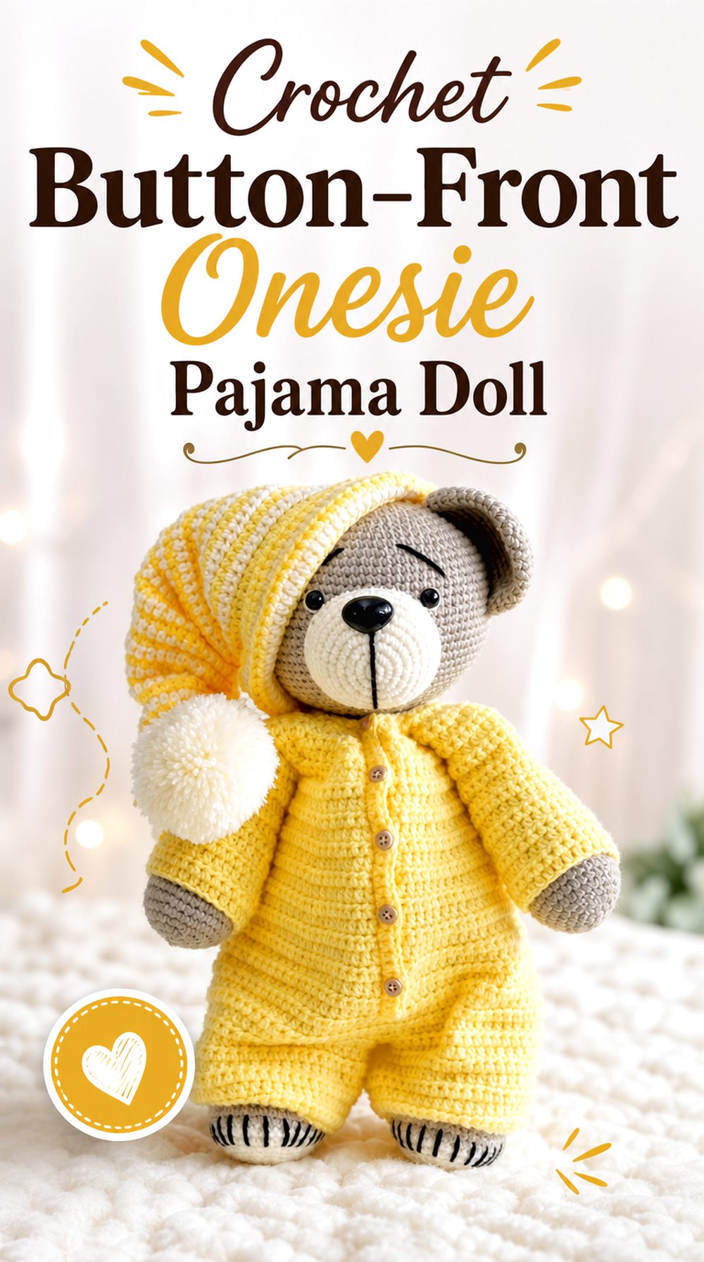 Crochet Button Front Onesie Pajama Doll