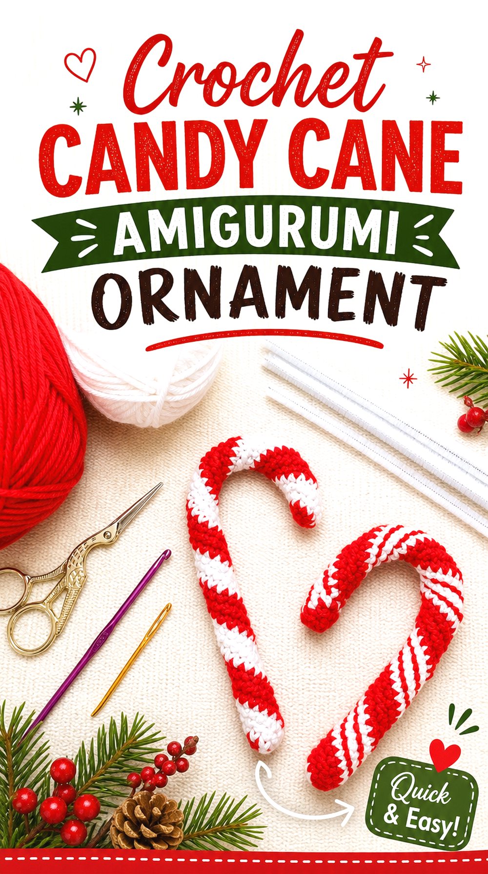 Crochet Candy Cane Amigurumi Ornament