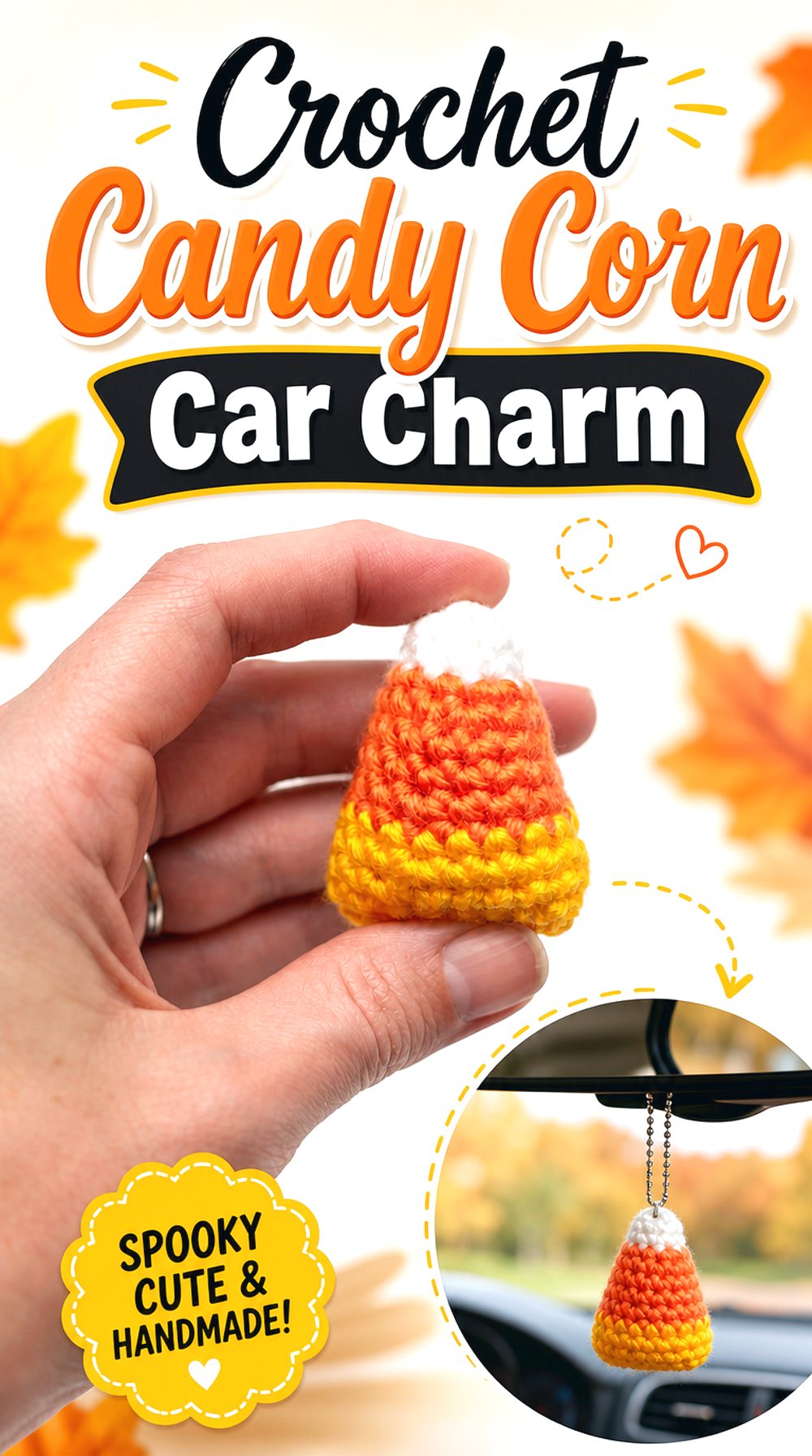 Crochet Candy Corn Car Charm