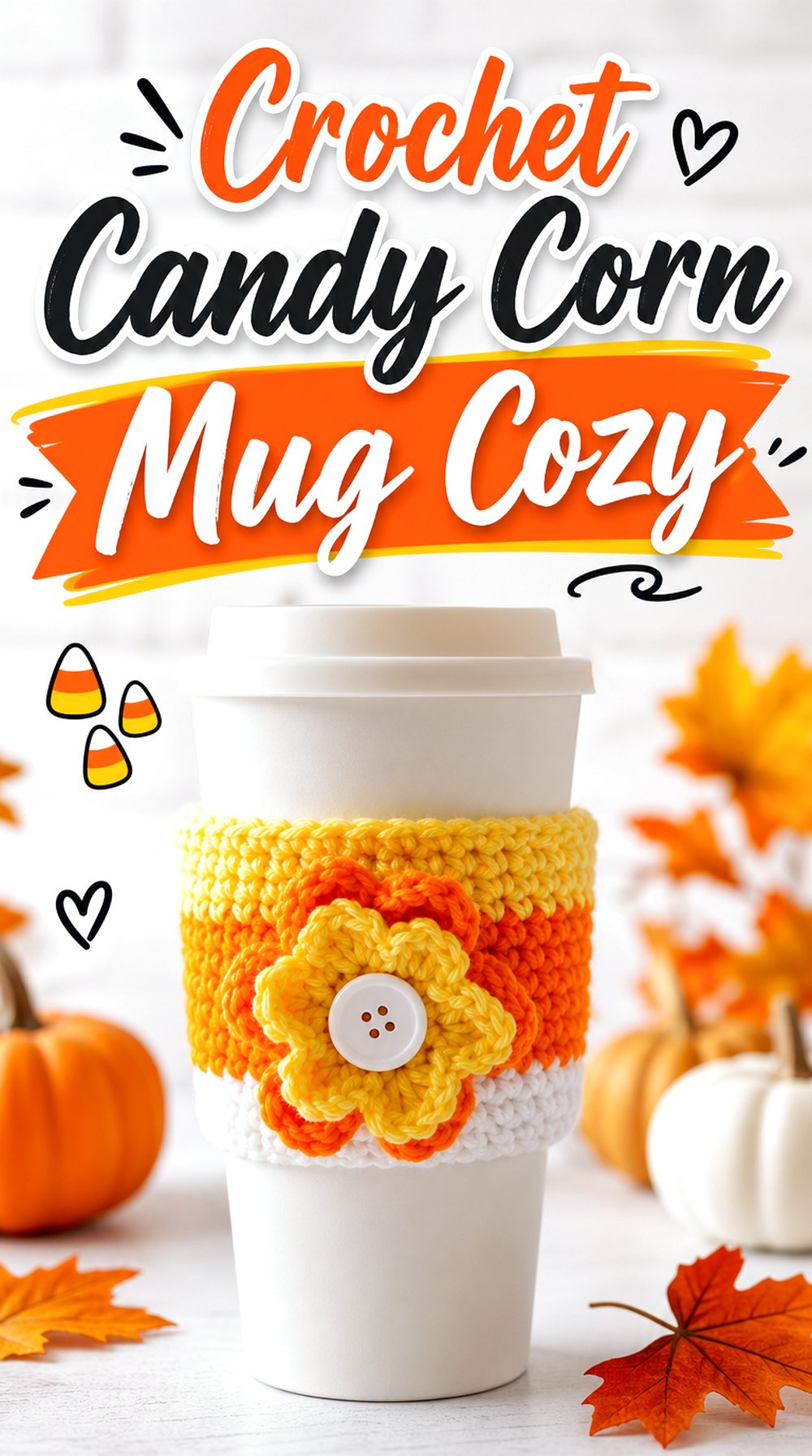 Crochet Candy Corn Mug Cozy