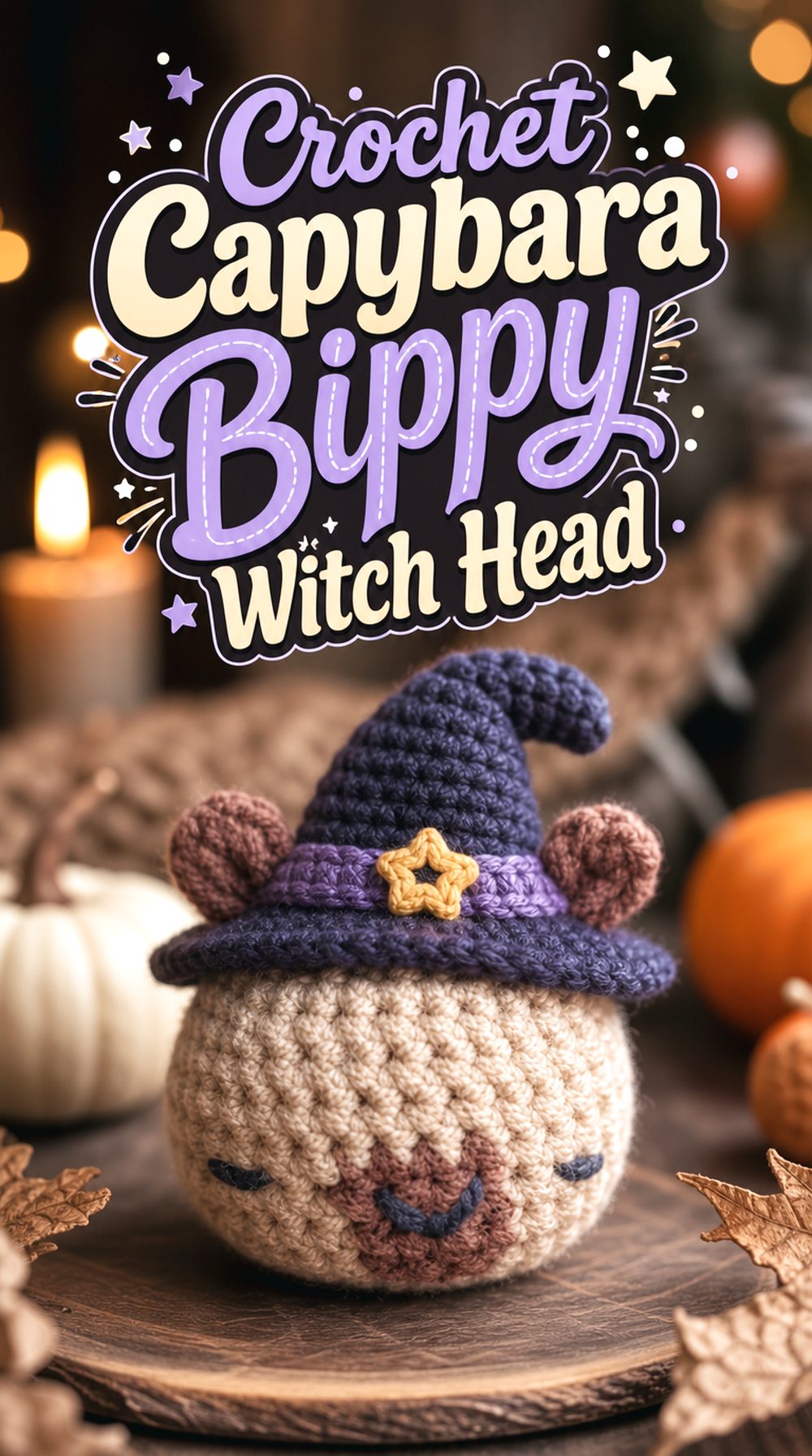 Crochet Capybara Bippy Witch Head