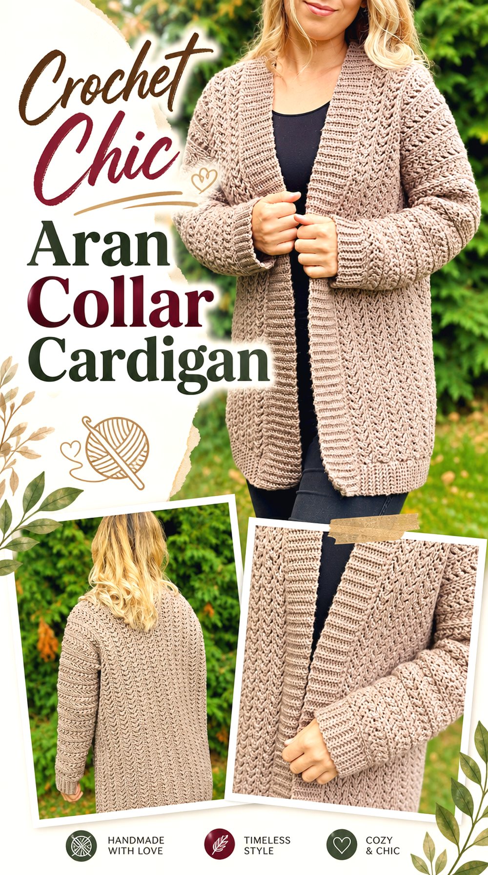 Crochet Chic Aran Collar Cardigan